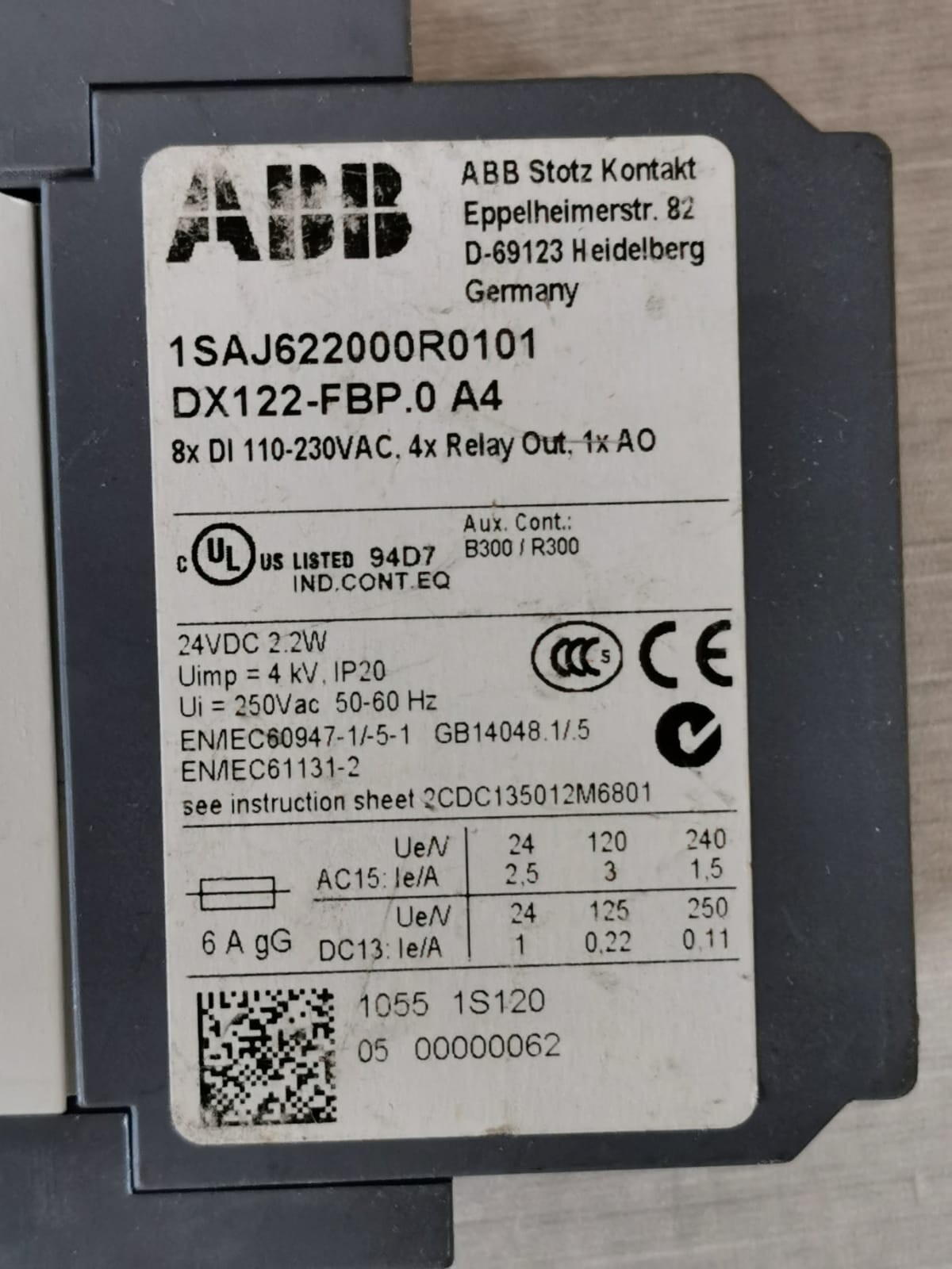 ABB 1SAJ622000R0101 ABB DX122 /1SAJ622000R0101 DX122-FBP.0 A4 MODULE FOR UMC100-WITHOUT COVER 3