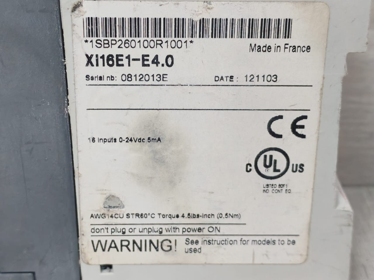 ABB XI16E1-E4.0 ABB XI16E1-E4.0 Extension Digital Input Module 16 24VDC INPUTS 1SBP260100R1001 2