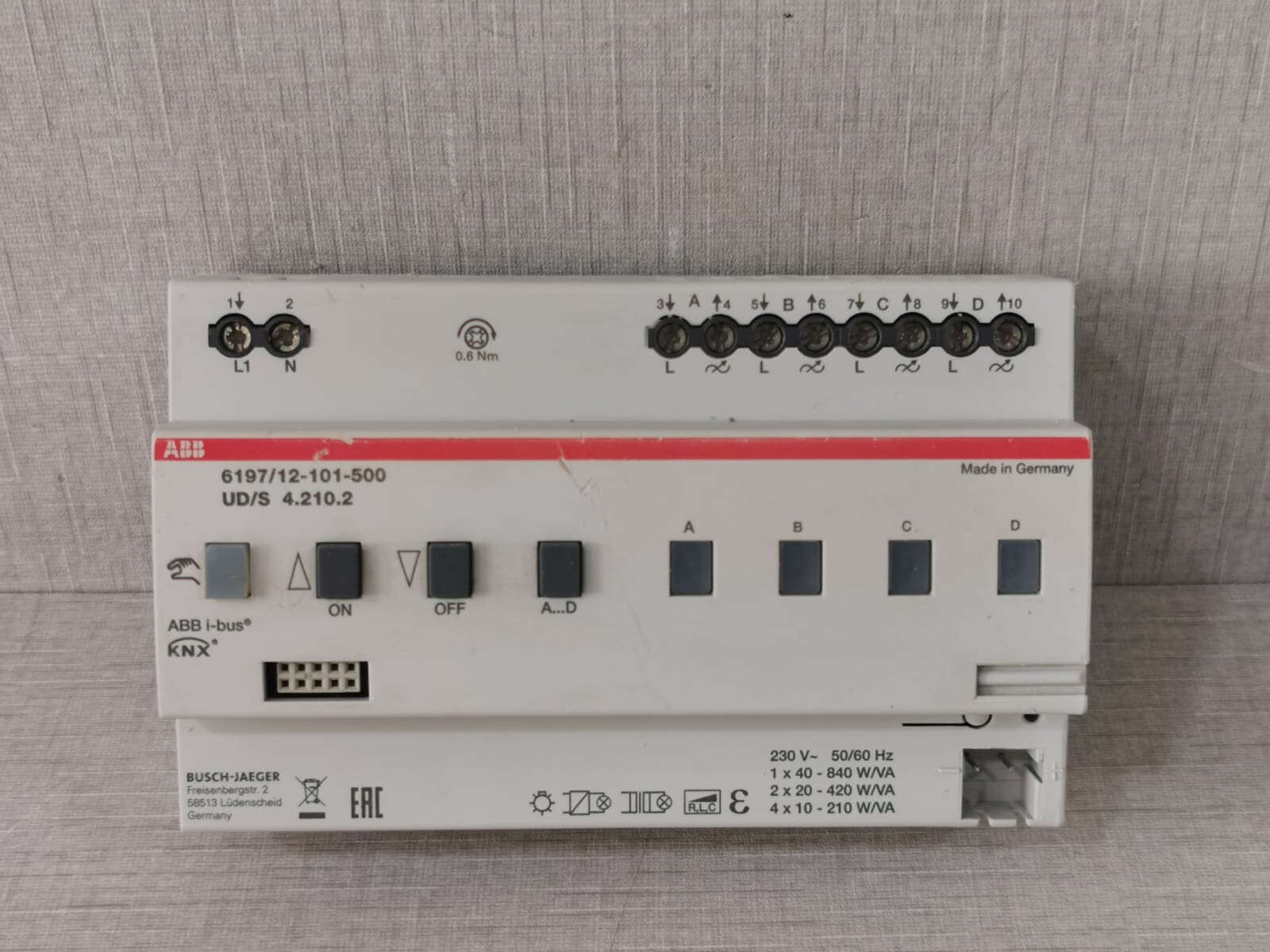 ABB UD/S 4.210.2 UNIVERSAL DIMMING ACTUATOR 6197/12-101-500