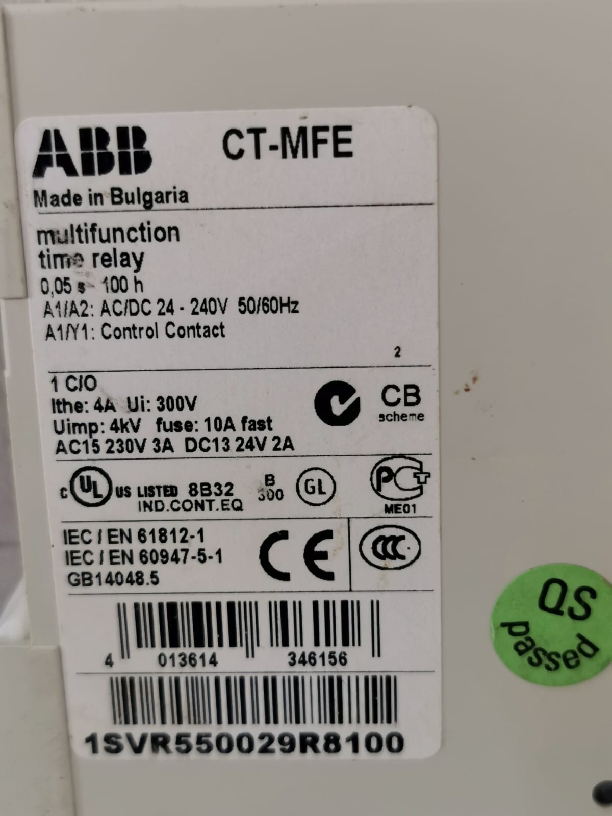 ABB 1SVR550029R8100 ABB 1SVR550029R8100 CT-MFE TIME RELAY 2