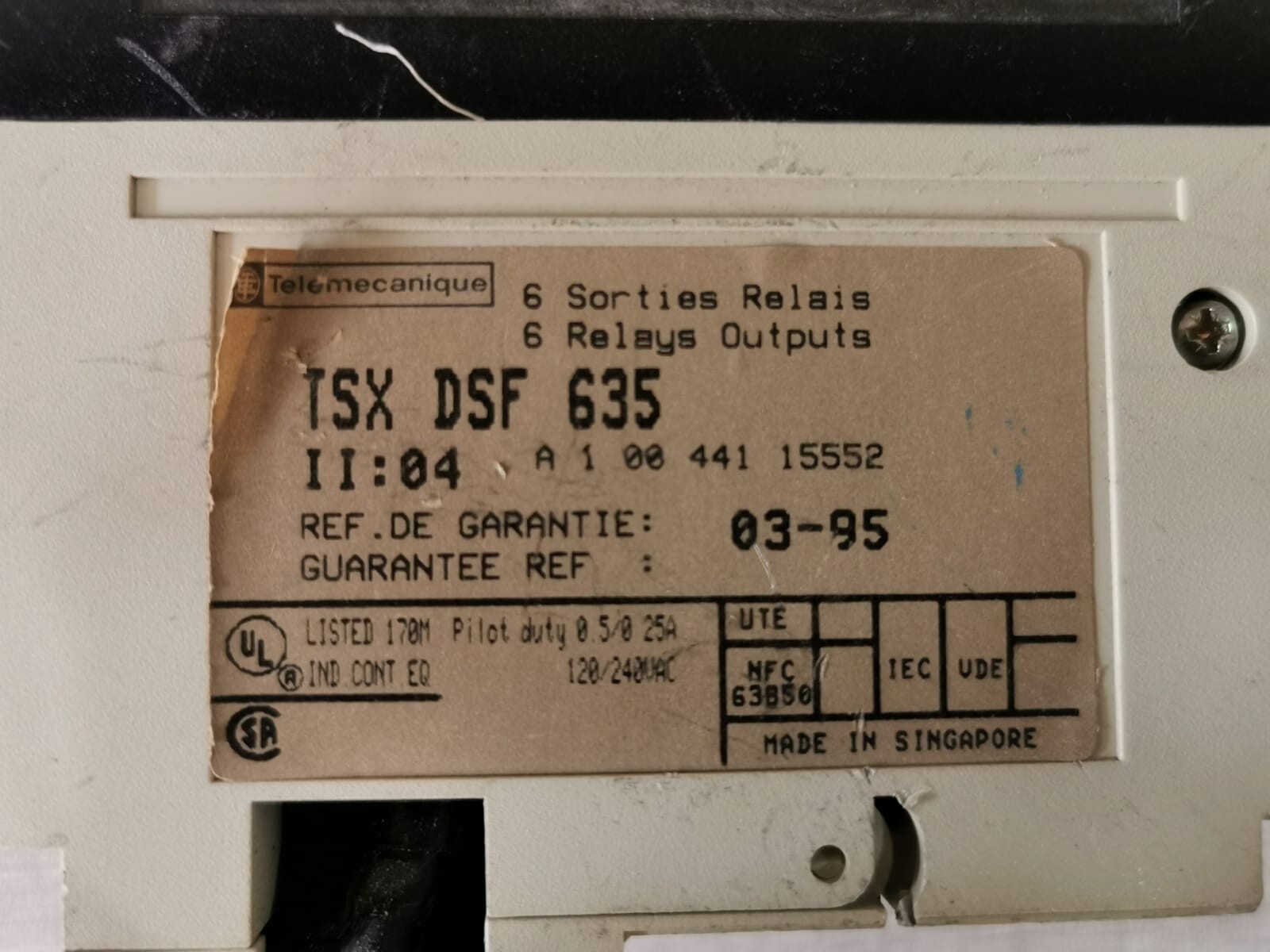 Telemecanique TSXDSF635 TELEMECANIQUE TSX DSF 635 / TSXDSF635 6 RELAYS OUTPUTS 3