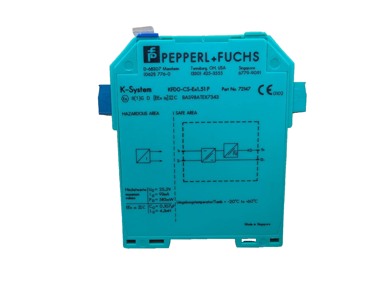 Pepperl+Fuchs NO-72147 PEPPERL FUCHS KFD0-CS-Ex1.51P Part No: 72147 5