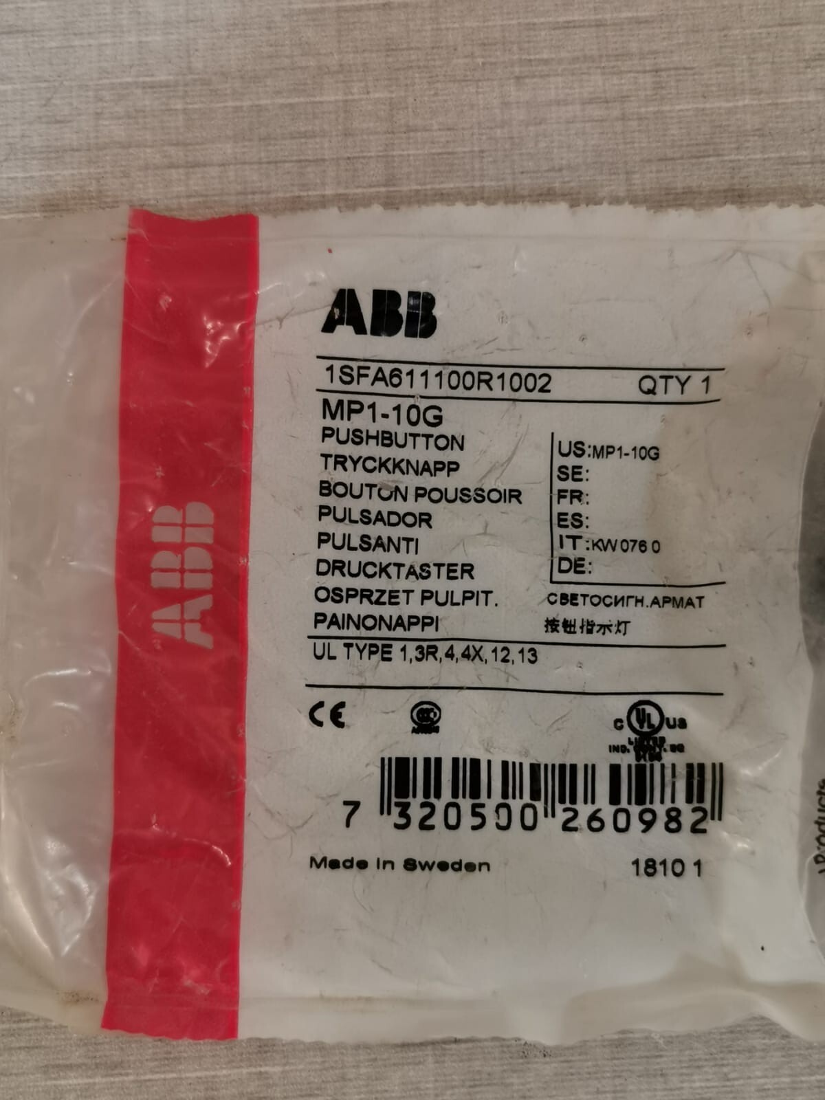ABB 1SFA611100R1002 MP1-10G ABB 1SFA611100R1002 Push Button Switch 2