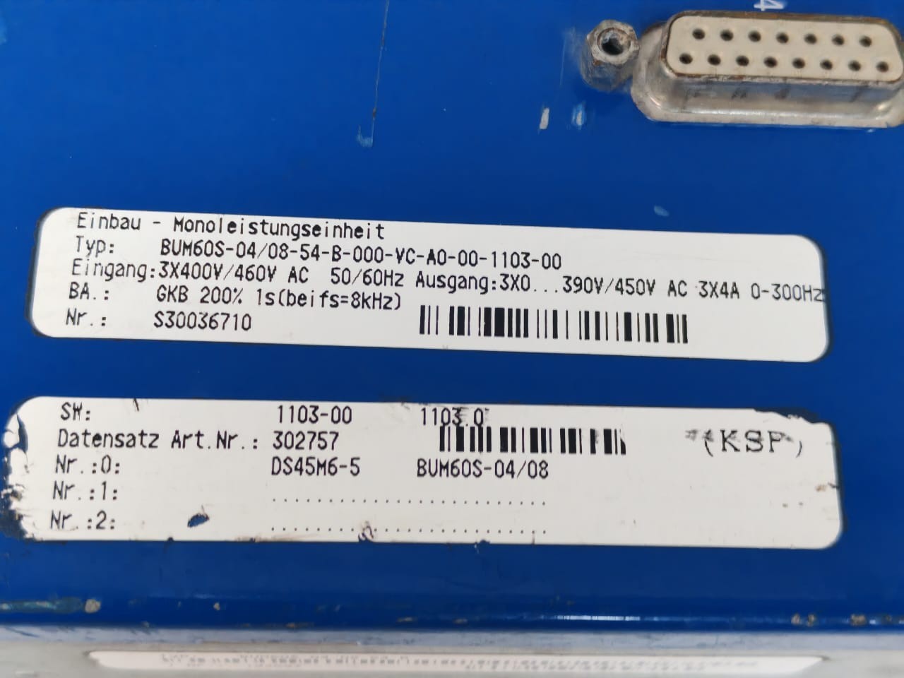 TRUMPF BUM60S-04/08-54-B TRUMPF BUM60S-04/08-54-B DRIVE 7