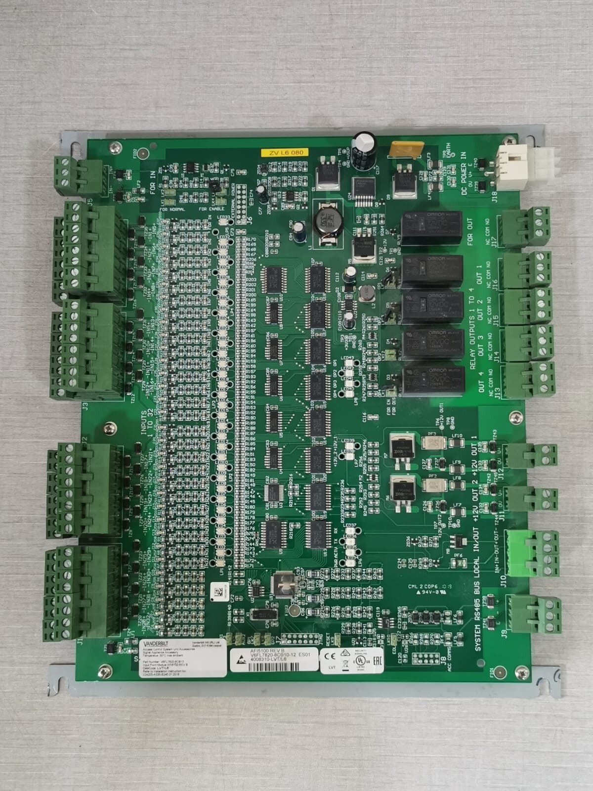 VANDERBILT V6FL7820-8CB10-12 VANDERBILT AFI5100 REV. B PCB Control Board V6FL7820-8CB10-12 4