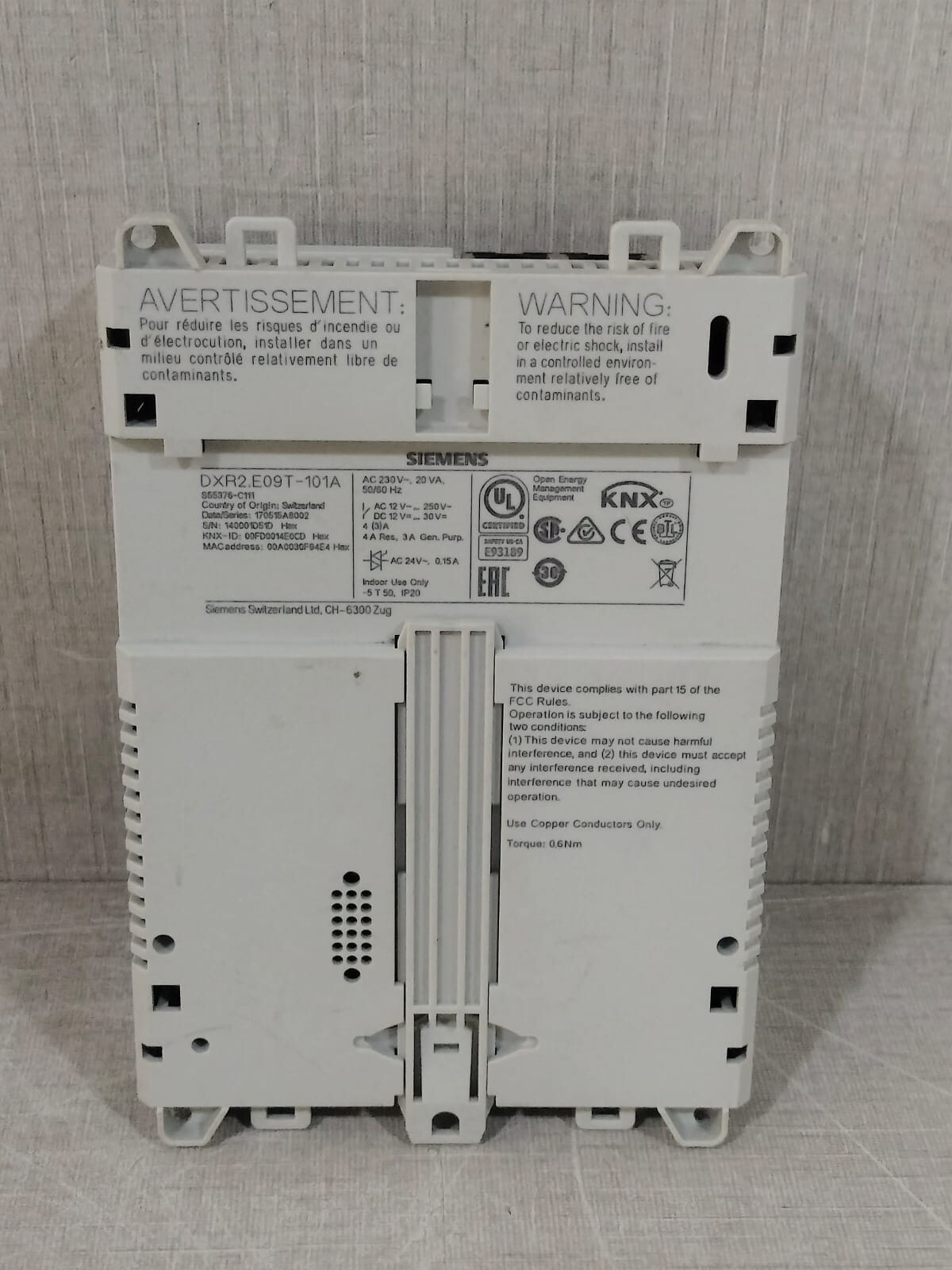 Siemens DXR2.E09T-101A SIEMENS DXR2.E09T-101A / S55376-C111 AC 230V-20VA 50/50 Hz 9