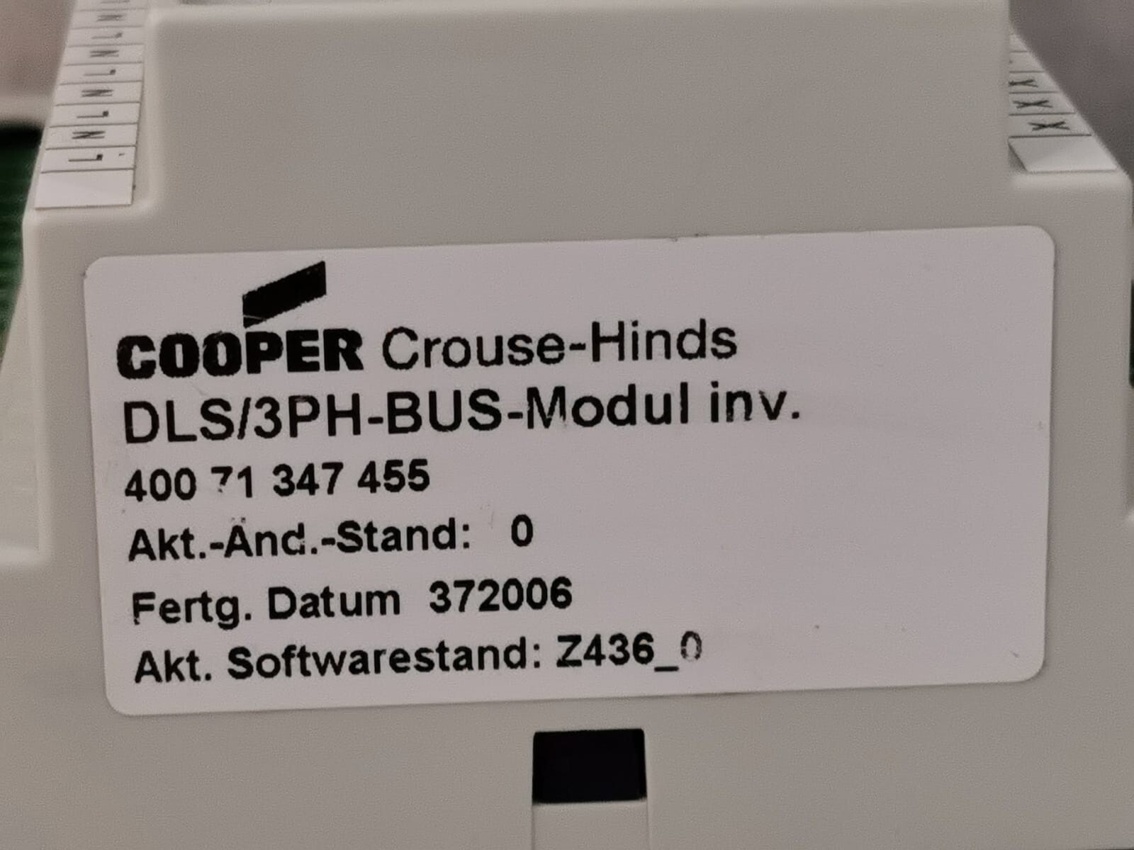 COOPER 400 71 347 455 COOPER DLS/3PH-BUS-Modul Inv. 400 71 347 455 Without Label on Top 2