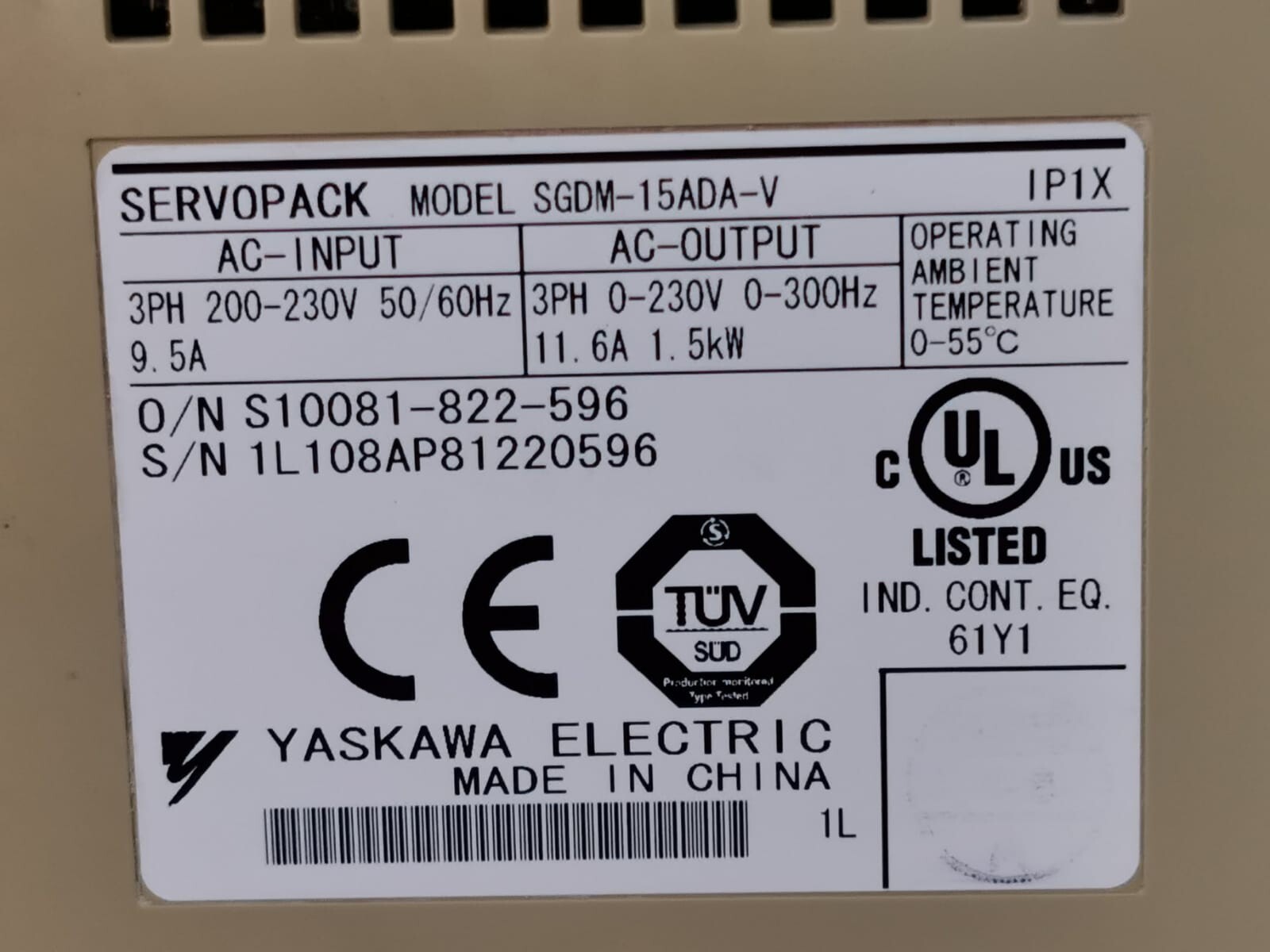 Yaskawa SGDM-15ADA YASKAWA SGDM-15ADA SERVOPACK 200V 5