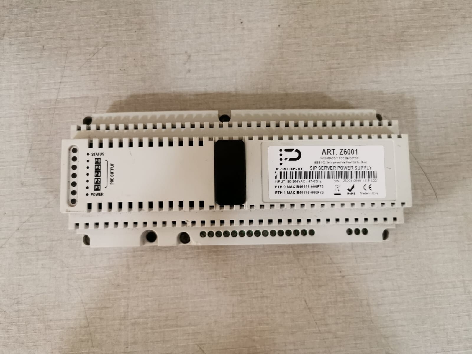 INFINITEPLAY ART.Z6001 / Z6001 SIP SERVER POWER SUPPLY 9