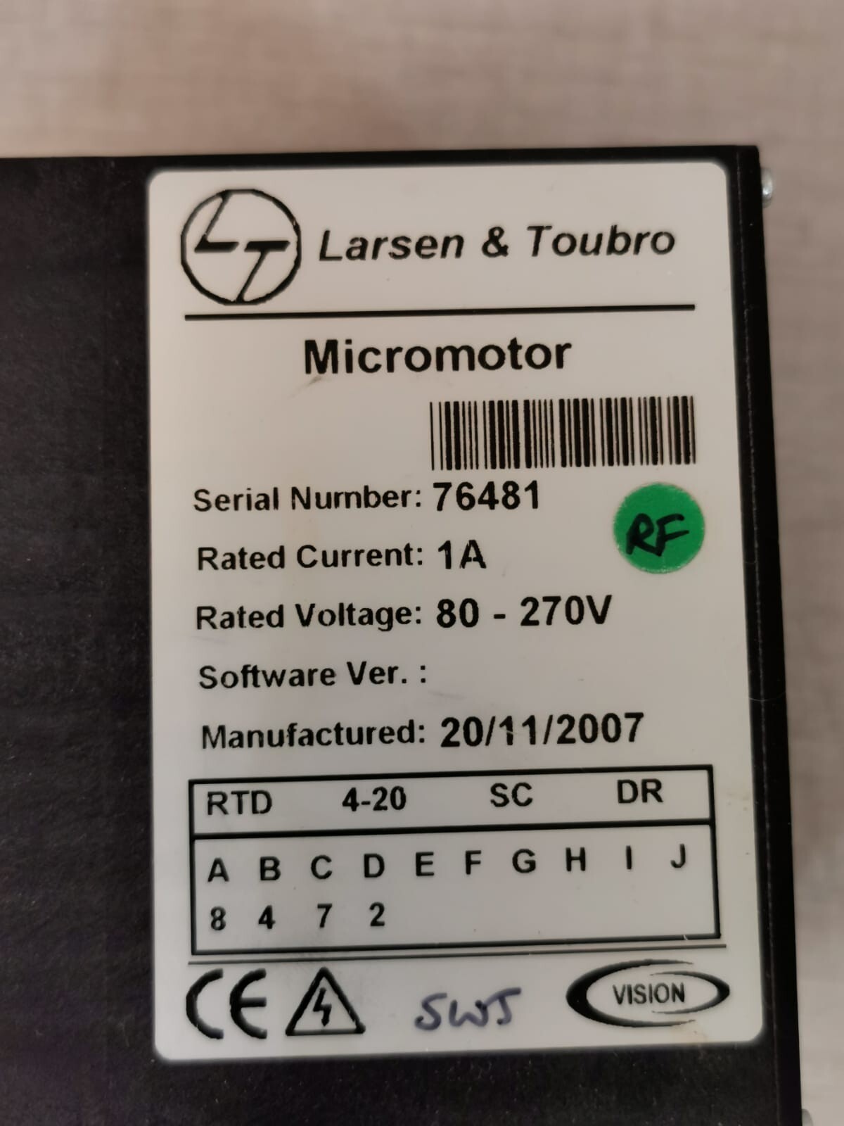 Larsen & Toubro LARSEN LARSEN & TOUBRO MICROMOTOR PROTECTION RELAY VISION 2