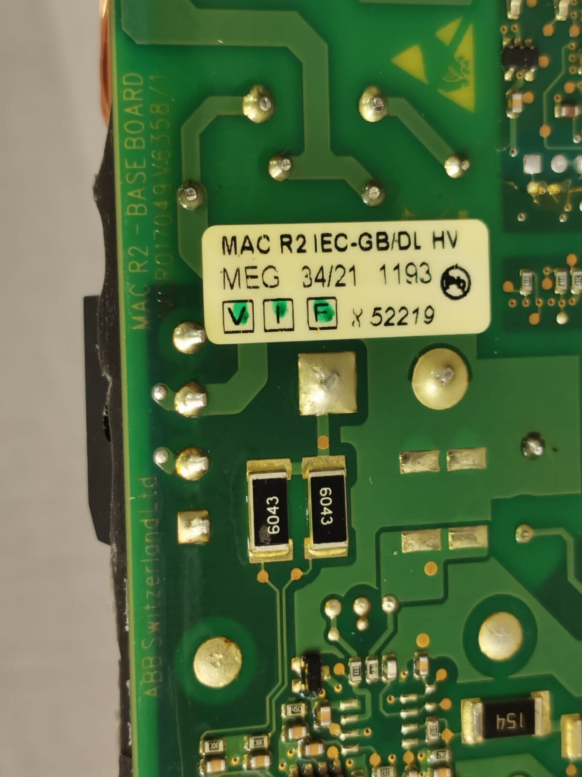 ABB 1VCR017053G0007 ABB MAC R2 Base Board 1VCR017053G0007 Main Base PCB Board 9