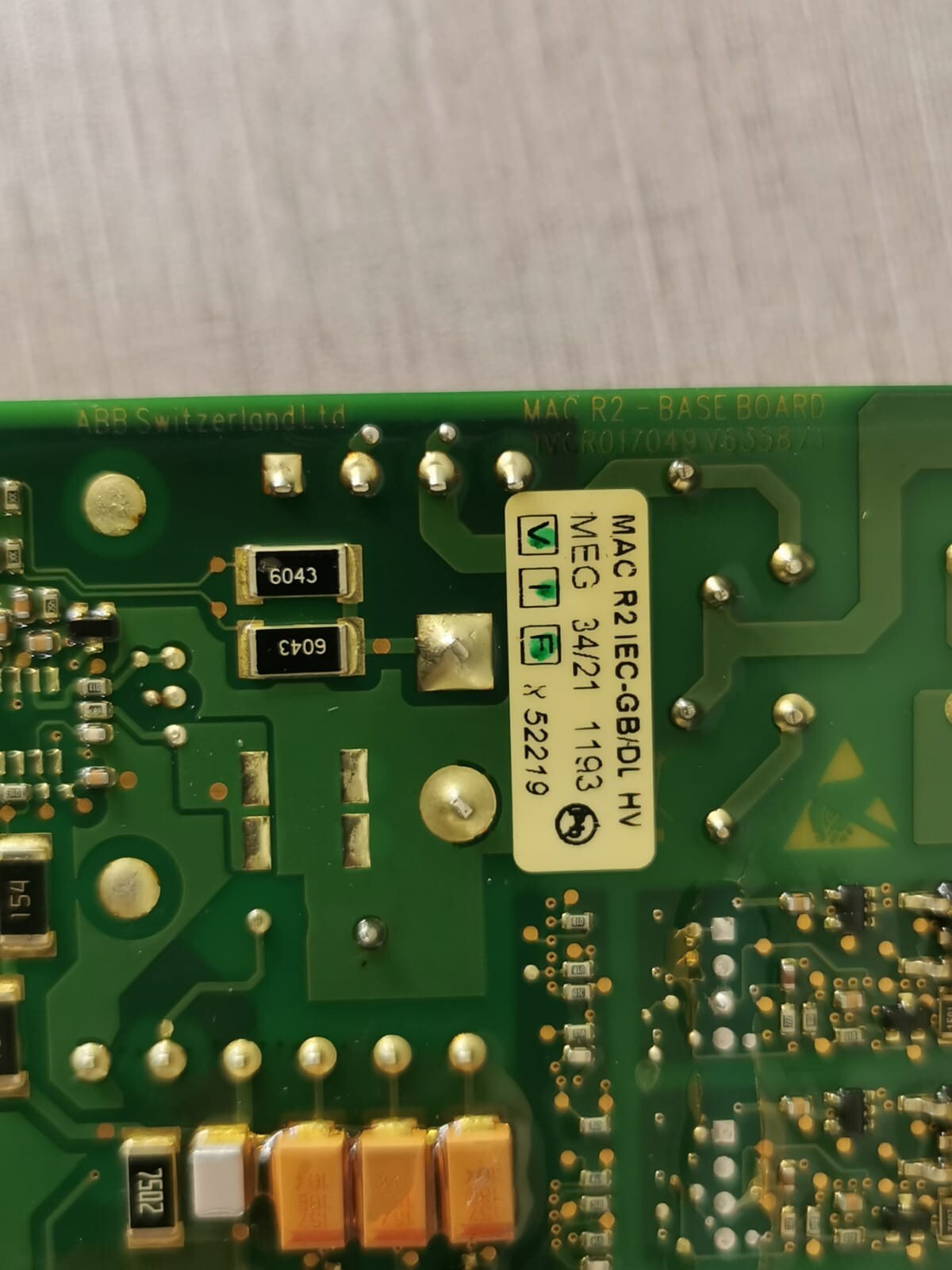 ABB 1VCR017053G0007 ABB MAC R2 Base Board 1VCR017053G0007 Main Base PCB Board 10