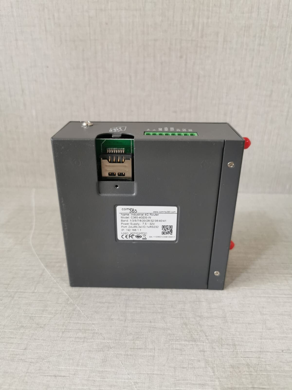 COMMS 365 COMMS-365 COMMS 365 C365-4GDS-W INDUSTRIAL 4G ROUTER 4