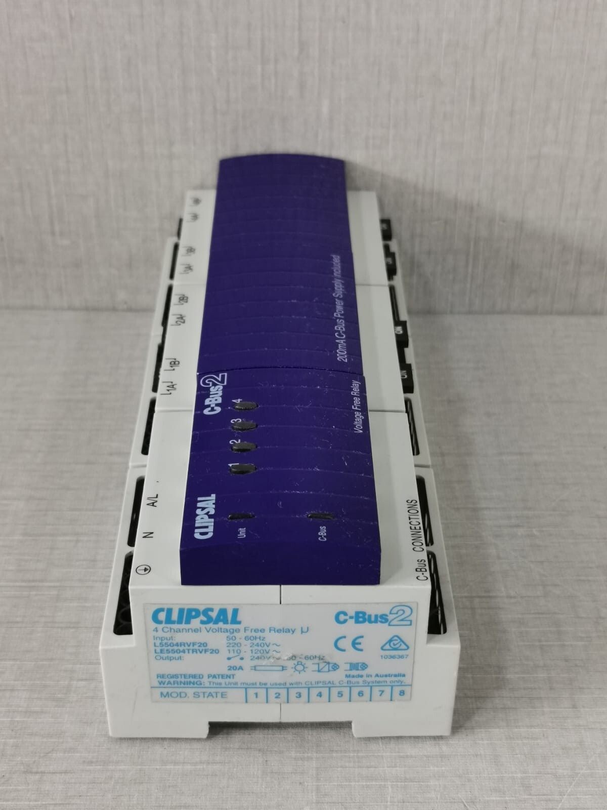 Clipsal L5504RVF20/LE5504TRVF20 CLIPSAL C-BUS2 L5504RVF20/LE5504TRVF20 4-CHANNEL VOLTAGE FREE RELAY(MFG-2004) 4