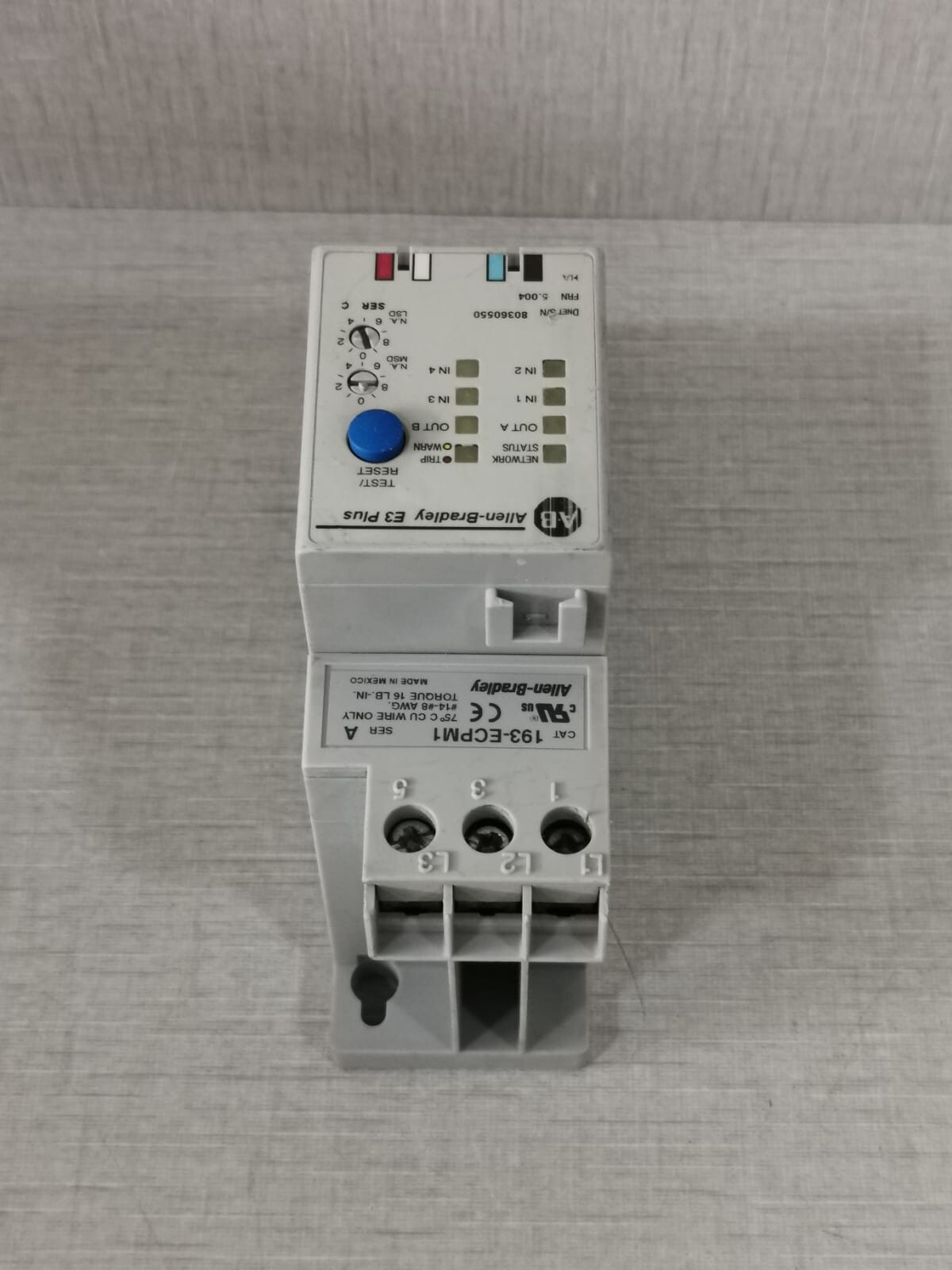 Rockwell Automation PLUS-193 Allen-Bradley E3 Plus 193-EC2BB 3-15A Ser C With 193-ECPM1 Ser A 5