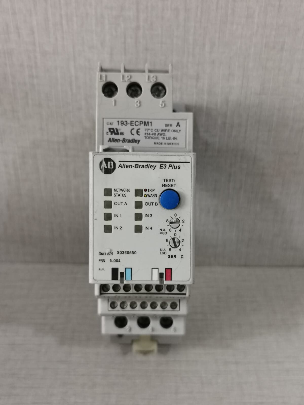 Allen-Bradley E3 Plus 193-EC2BB 3-15A Ser C With 193-ECPM1 Ser A