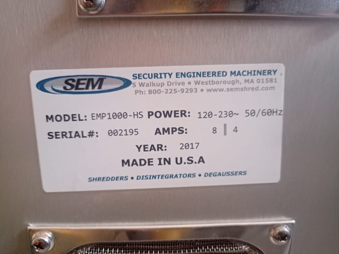 SEM EMP1000-HS Security Engineered Machinery SEM EMP1000-HS Degausser - with cable only 3