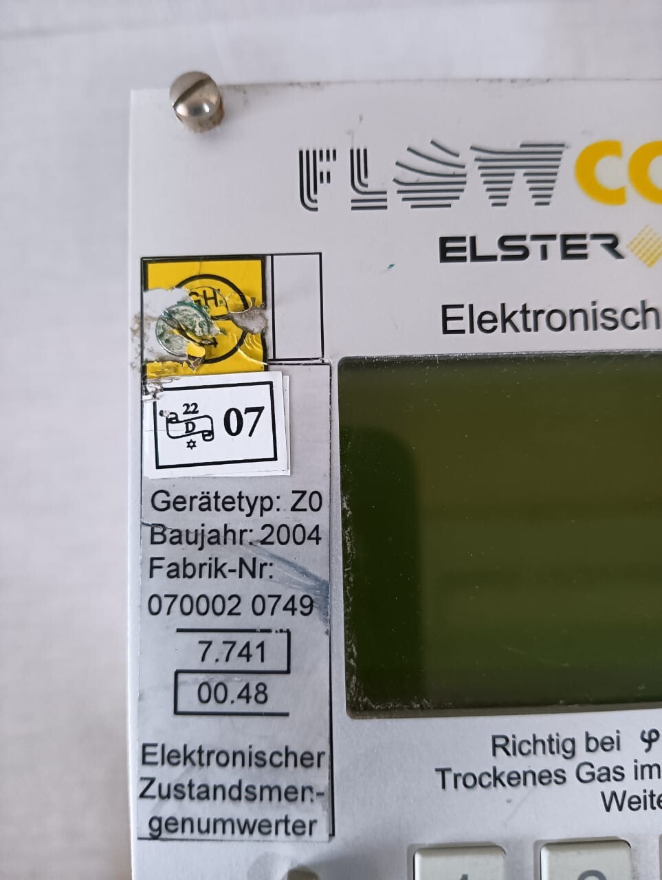 ELSTER AMCO 070002 ELSTER AMCO FLOW COMP Z0 070002 0749 MONITORING UNIT 4