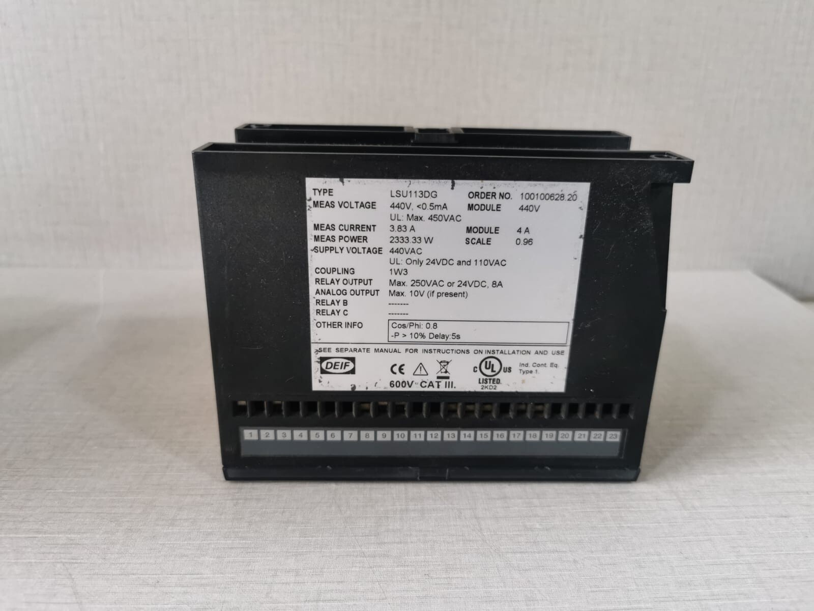 DEIF 100100628.20 DEIF UNI-LINE LSU113DG 100100628.20 LOAD SHARING UNIT 440V 7
