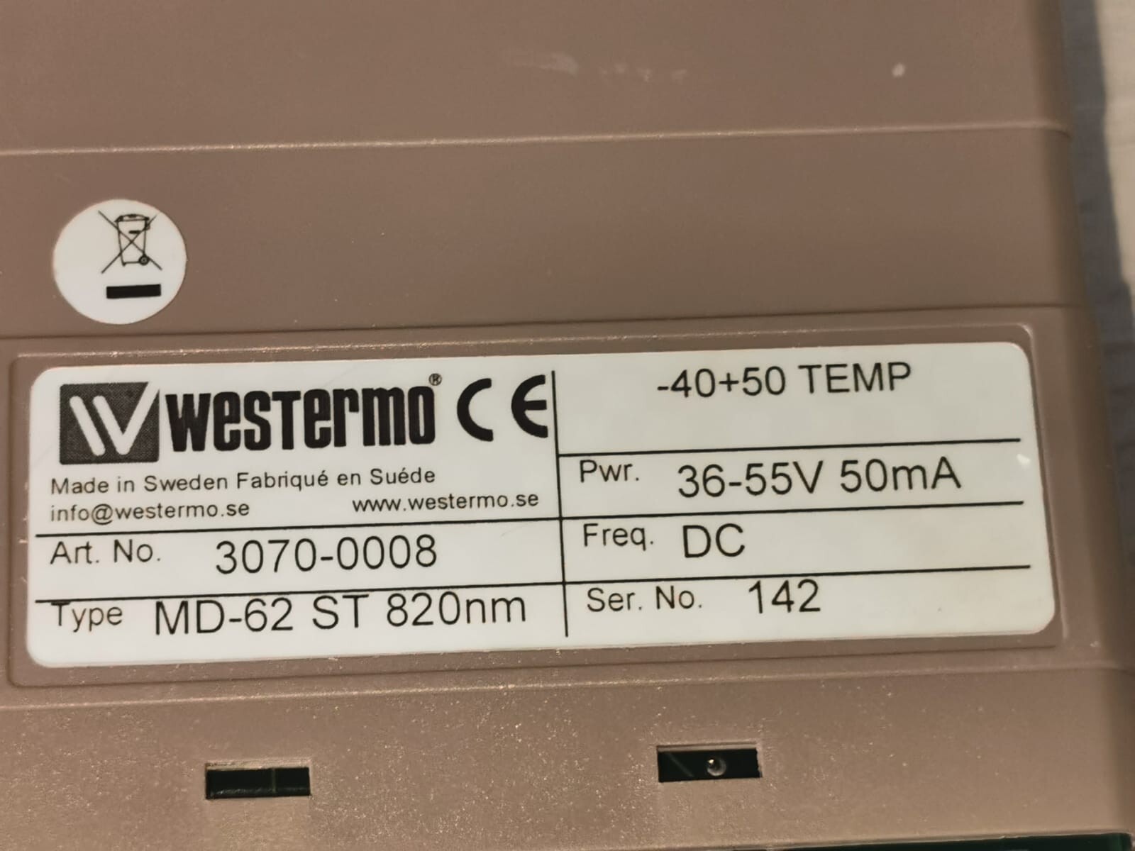WESTERMO MD-62DC WESTERMO MD-62DC MODEM / Type: MD-62 ST - With Missing & Broken Case Cover 2