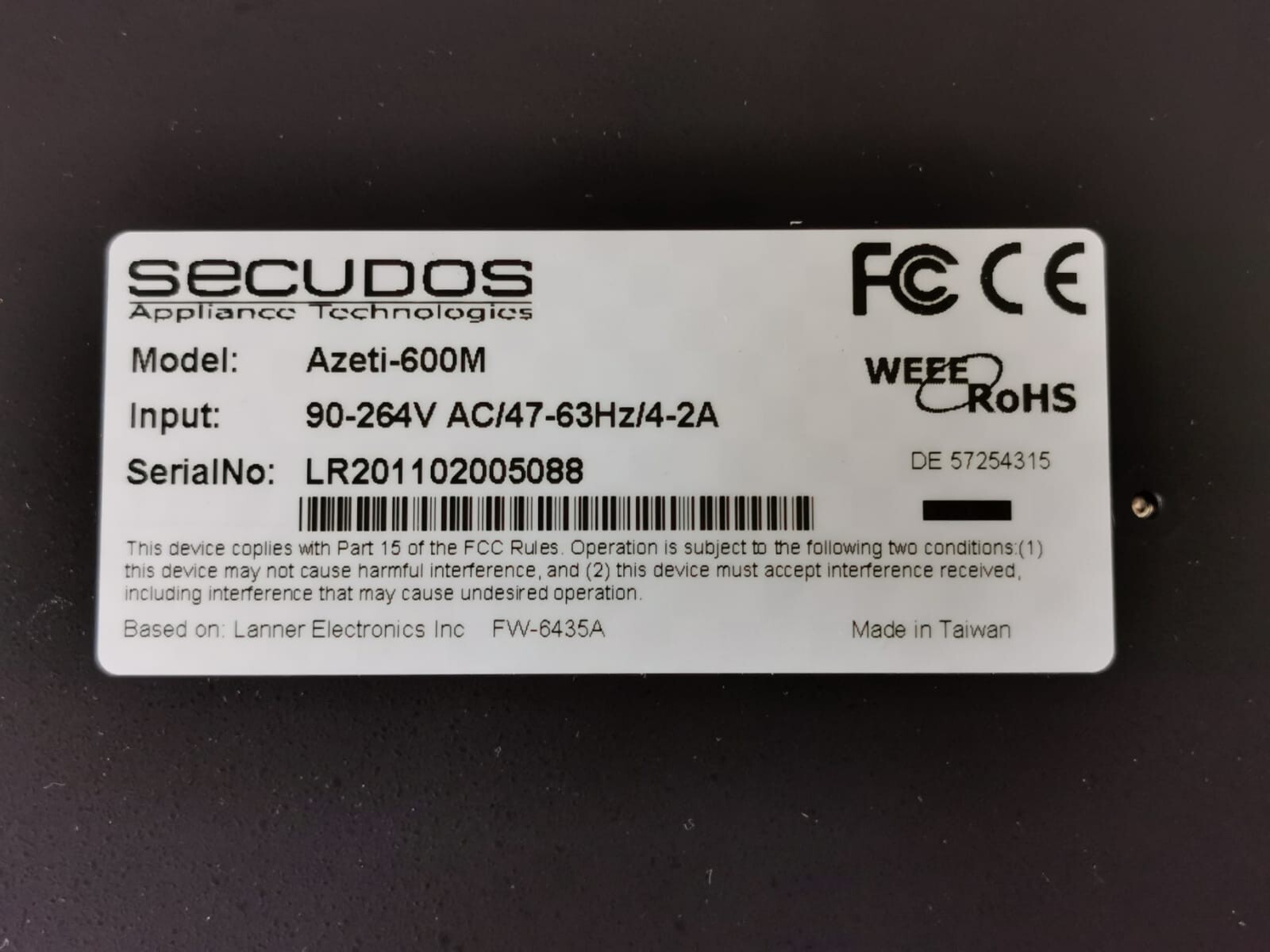 SECUDOS AZETI-600M SECUDOS Appliance Technologies Azeti-600M 90-264V AC/47-63Hz/4-2A 2