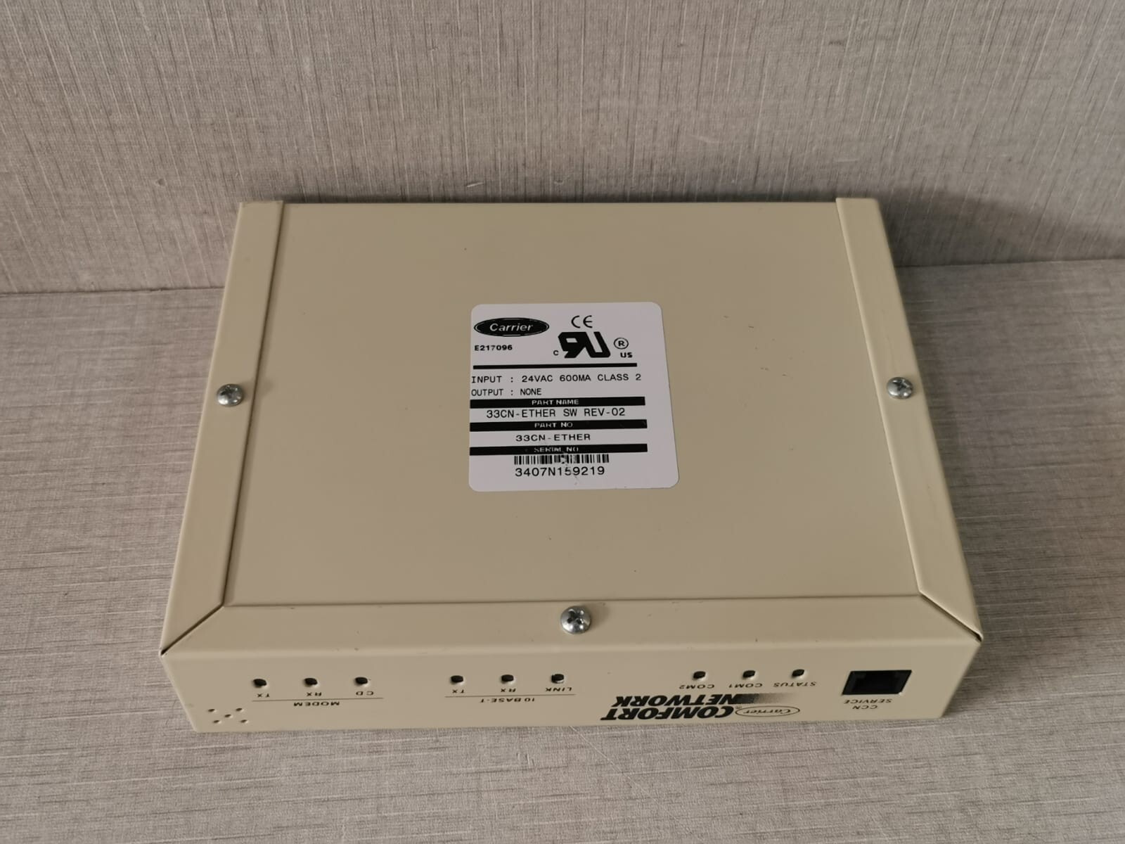 Carrier 33CN-ETHER Carrier 33CN-ETHER Rev. 02 Comfort Network - UNIT ONLY 4