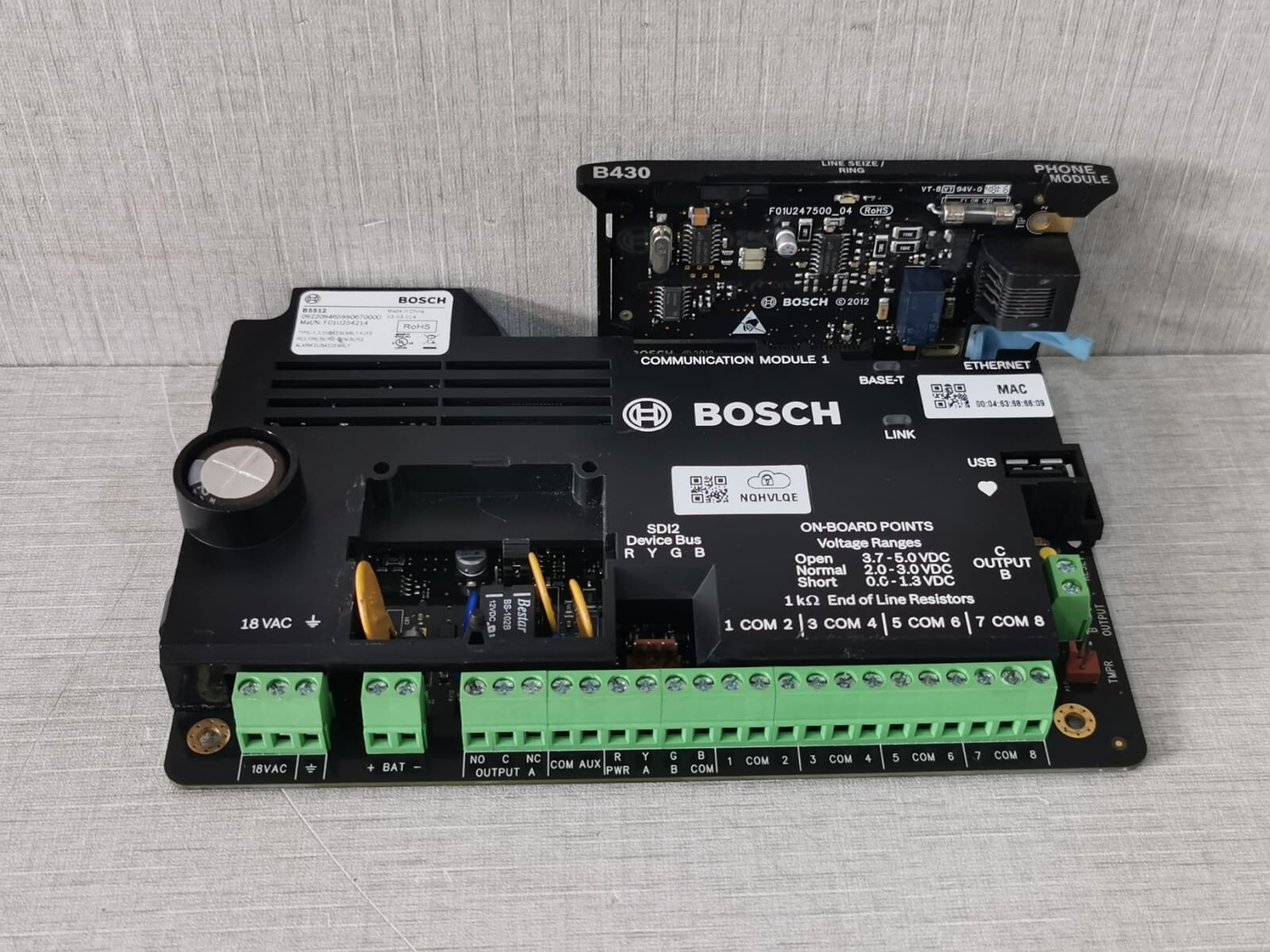 Bosch B5512 Bosch B5512 + B430 Security Alarm Control Board V3.03.014 - with 2