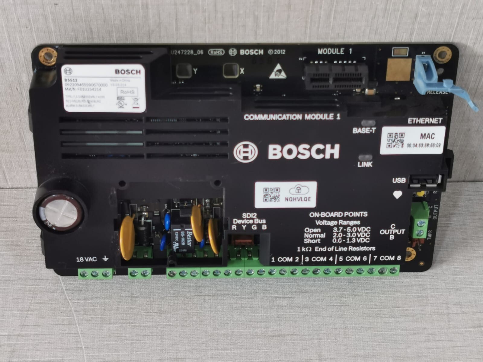Bosch B5512 Bosch B5512 + B430 Security Alarm Control Board V3.03.014 - with 6