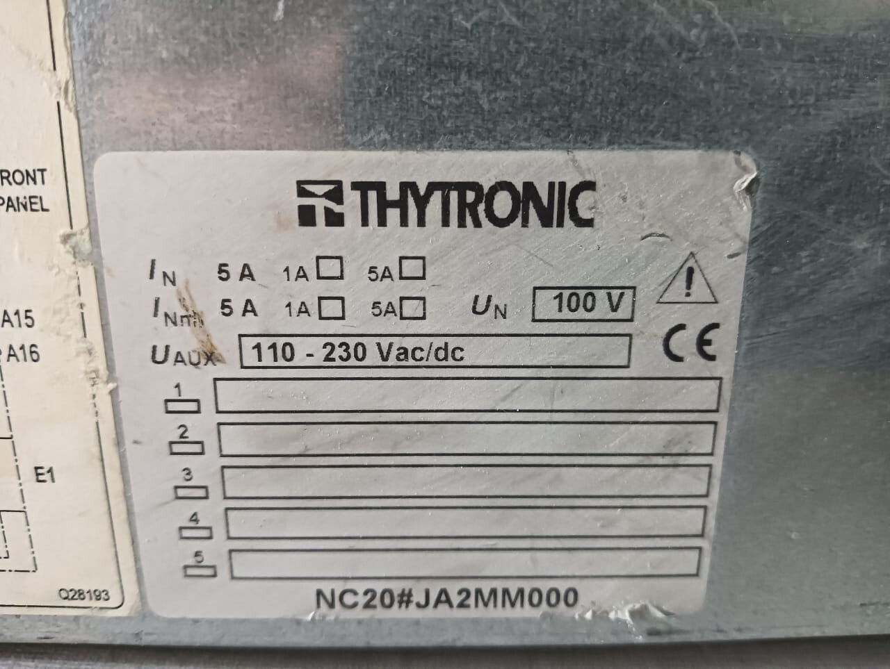 THYTRONIC RELAY-110 THYTRONIC NC20 /JA2MM000 BANK CAPACITOR PROTECTION RELAY 110-230 Vac/dc 8
