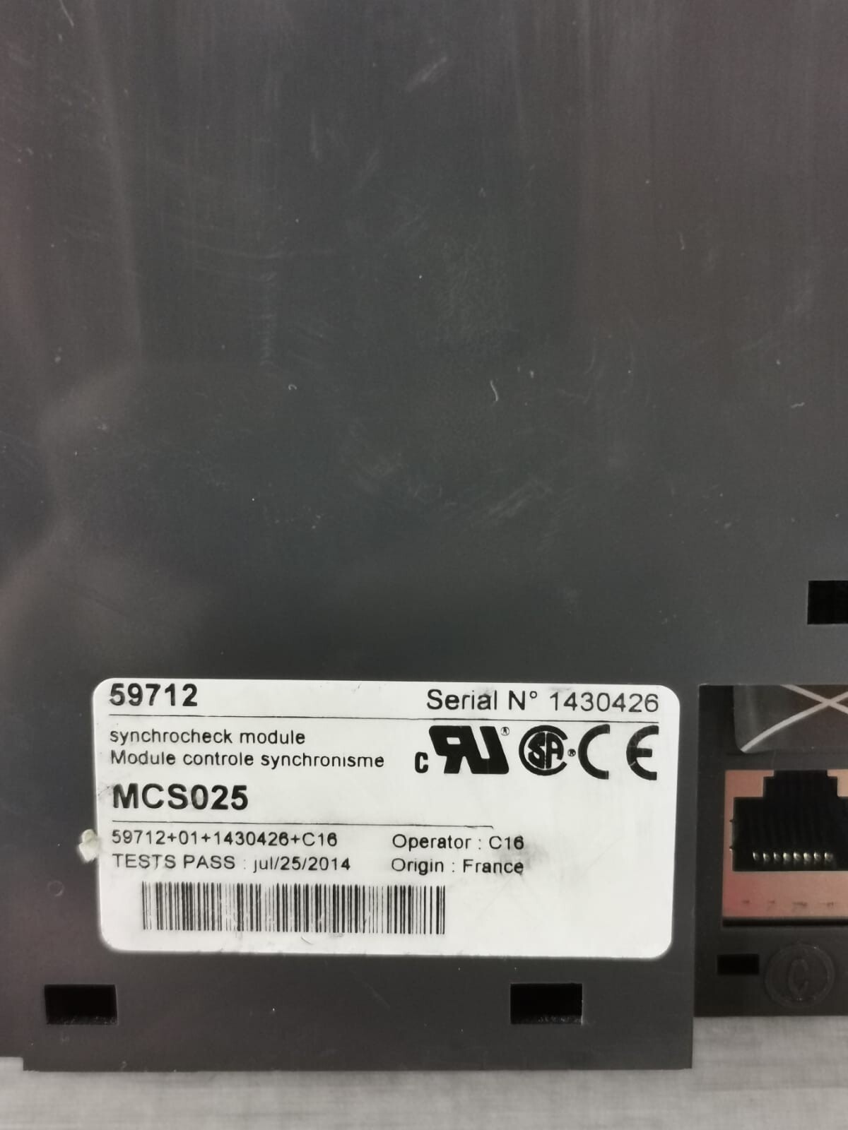 Schneider Electric MCS025 SCHNEIDER ELECTRIC MCS025 59712 SYNCHROCHECK MODULE CONTROLLER SYNCHROMISME 9