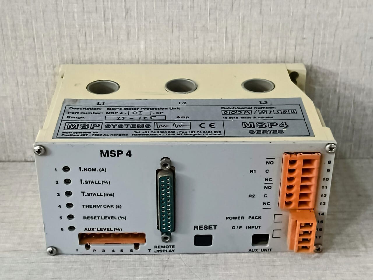 MSP SYSTEMS SYSTEMS MSP SYSTEMS MSP 4 -DI- SP MSP4 MOTOR PROTECTION UNIT 3