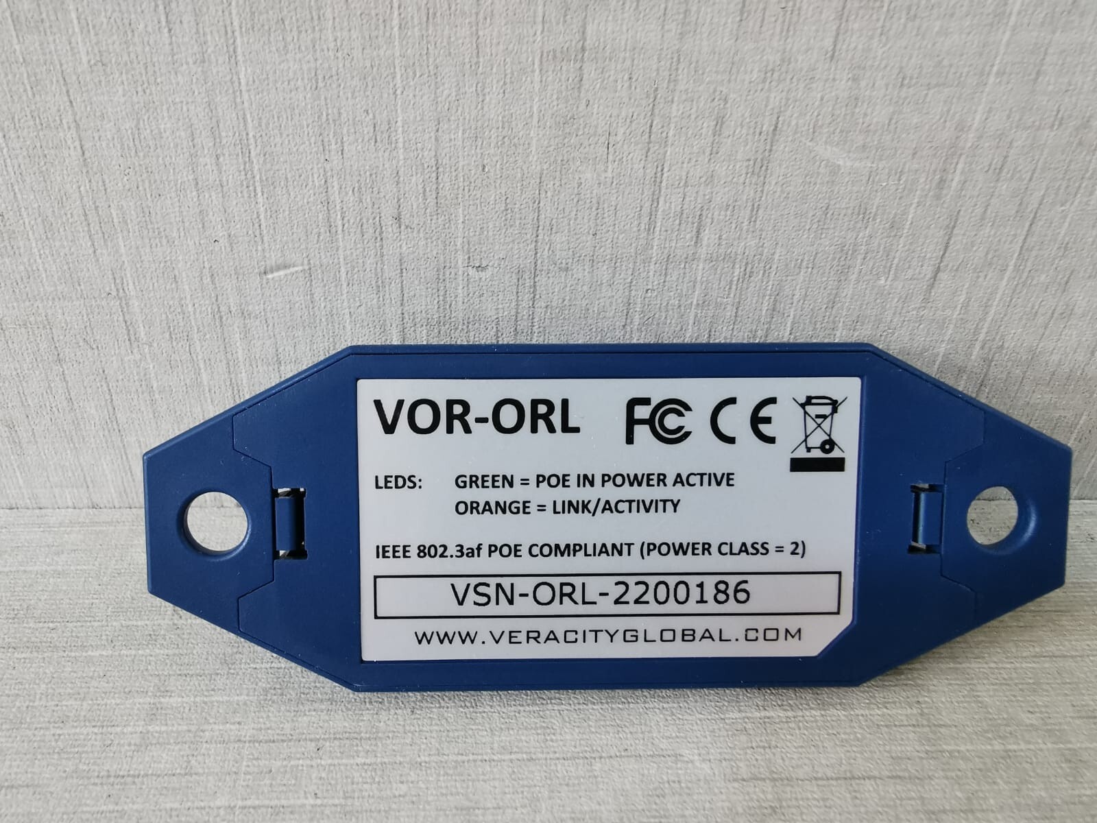 VERACITY VOR-ORL VERACITY VOR-ORL OUTREACH LITE ETHERNET RANGE EXTENDER 10/100 LAN POE 7