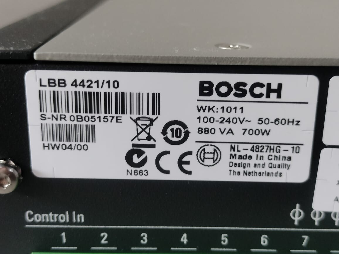 Bosch LBB 4421/10 BOSCH LBB 4421/10 POWER AMPLIFIER 100-240 50-60Hz 6