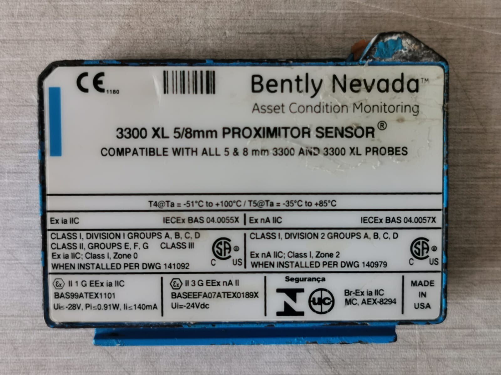 Bently Nevada 330180-12-05 Bently Nevada 3300 XL, 5/8 mm PROXIMITOR SENSOR 330180-12-05 2