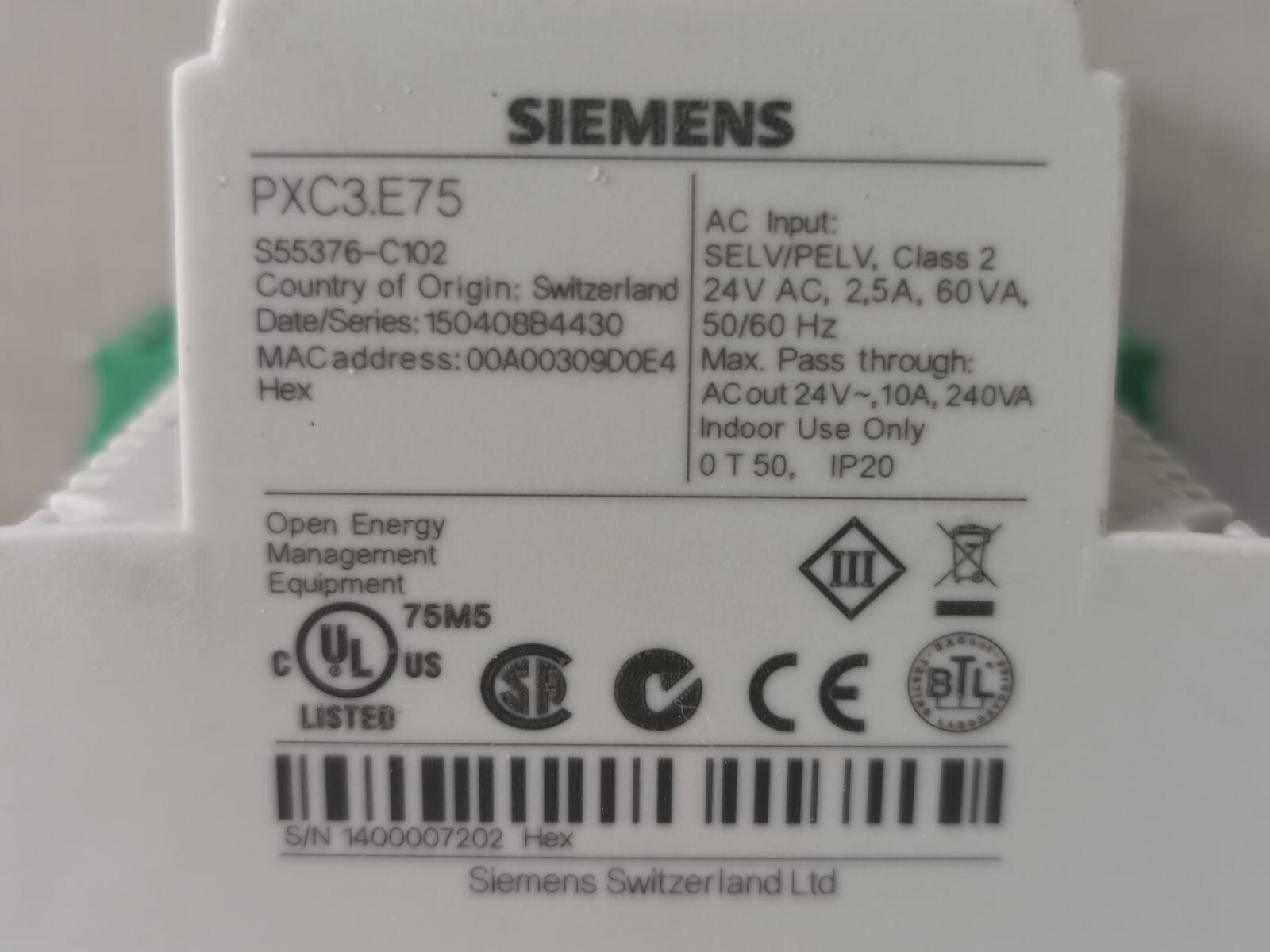 Siemens PXC3.E75 SIEMENS PXC3.E75 ROOM AUTOMATION STATION 3