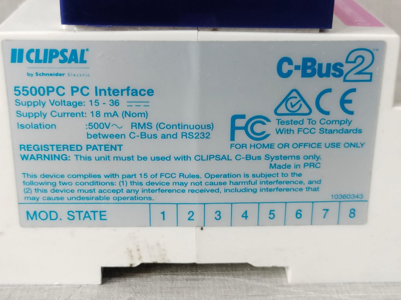 Clipsal 5500PC CLIPSAL 5500PC PC Interface C-Bus2 MFG.2019 5