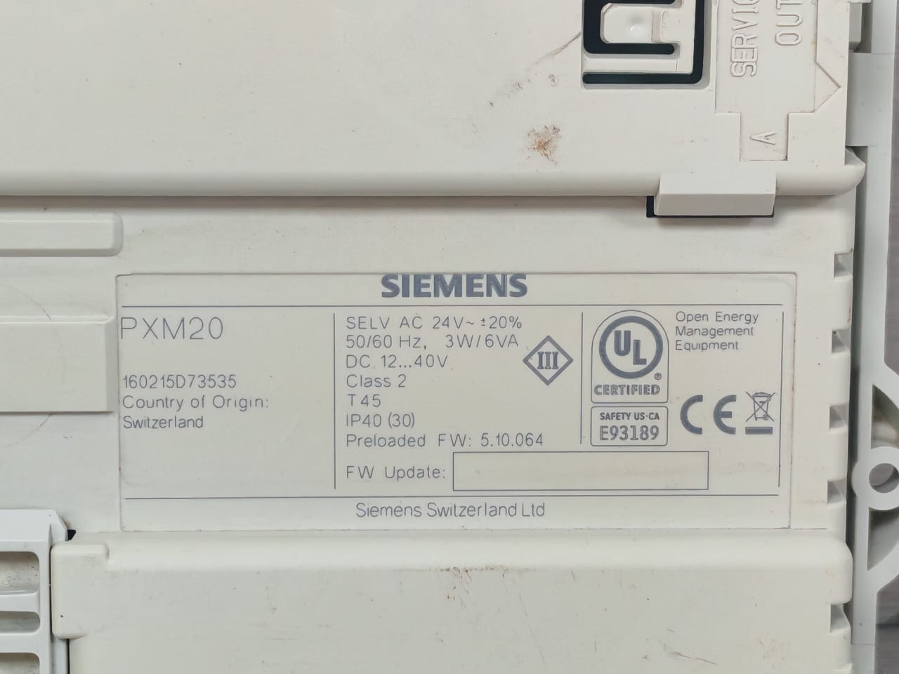Siemens PXM20 Siemens PXM20 Operator Unit | 50/60 Hz, 3 W, 6 VA 7
