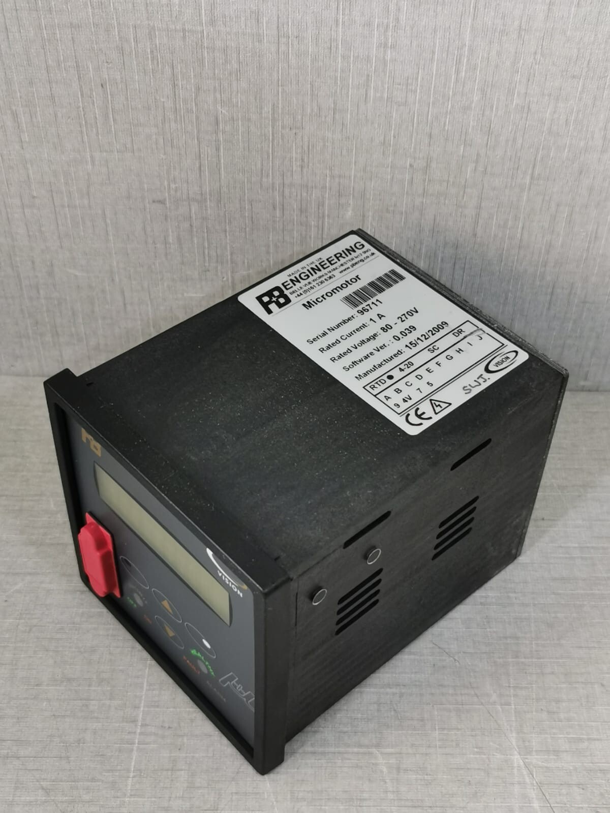 P+B ENGINEERING 0-039 P+B ENGINEERING PROTECTION RELAY VISION MICROMOTOR POWERD SOFTWARE VER: 0-039 9