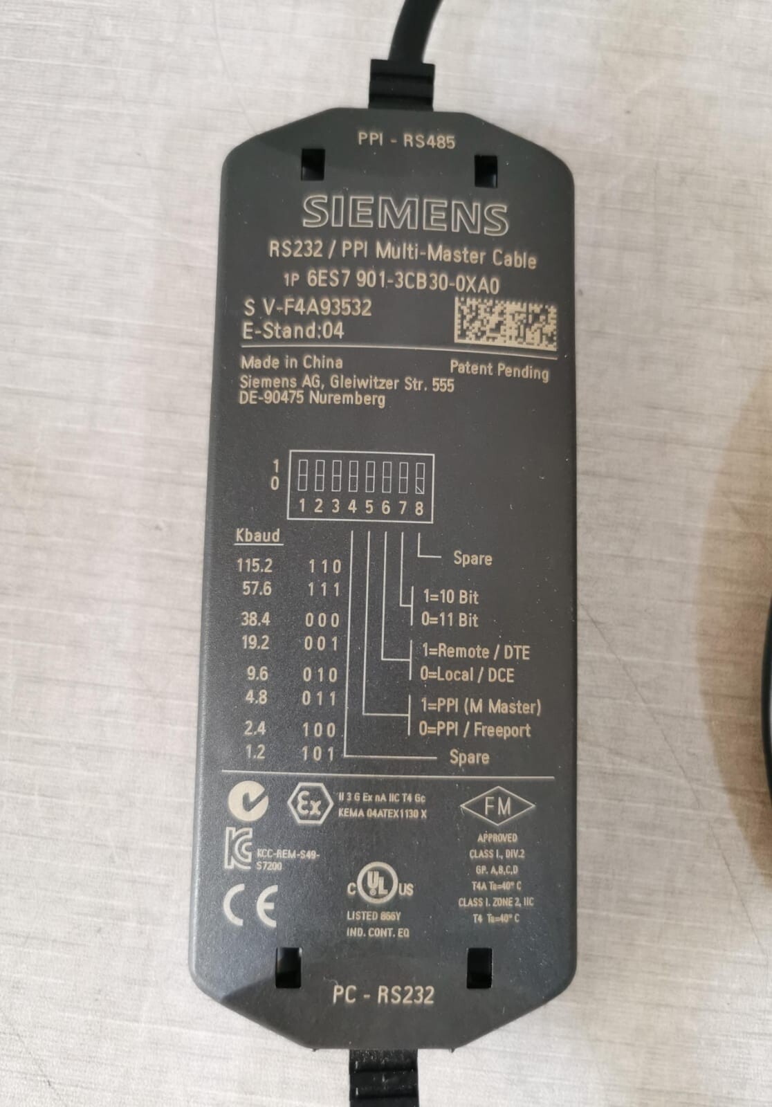 Siemens 6ES7-901-0XA0 S7-200 SIEMENS 6ES7-901-0XA0 S7-200 / RS232 / PPI MULTI-MASTER CABLE 4