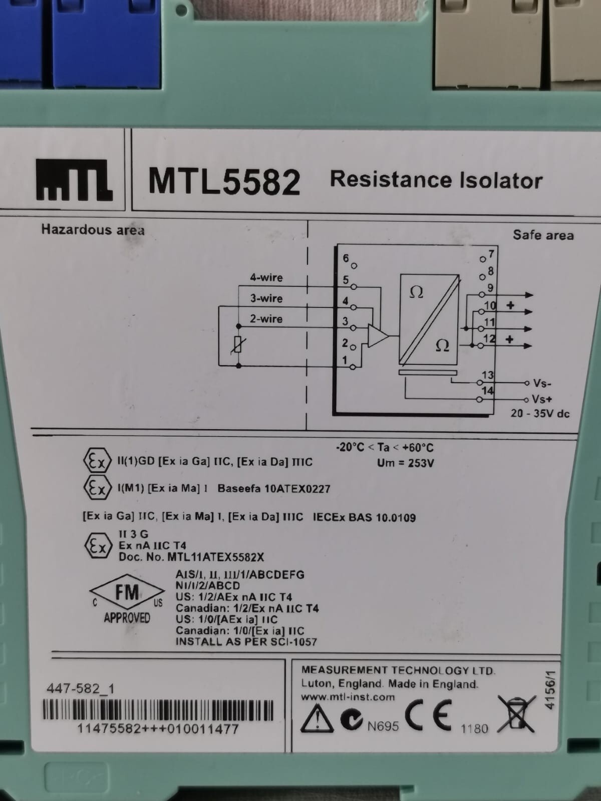 MEASUREMENT TECHNOLOGY MTL5582 MEASUREMENT TECHNOLOGY MTL5582 RESISTANCE ISOLATOR 10