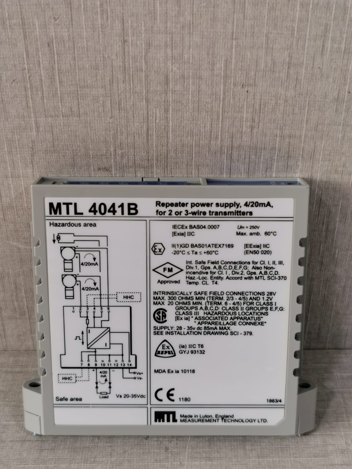 MTL MTL 4041B MTL 4041B REPEATER POWER SUPPLY,4/20mA, FOR 2 OR 3 WIRE TRASMITTERS 2