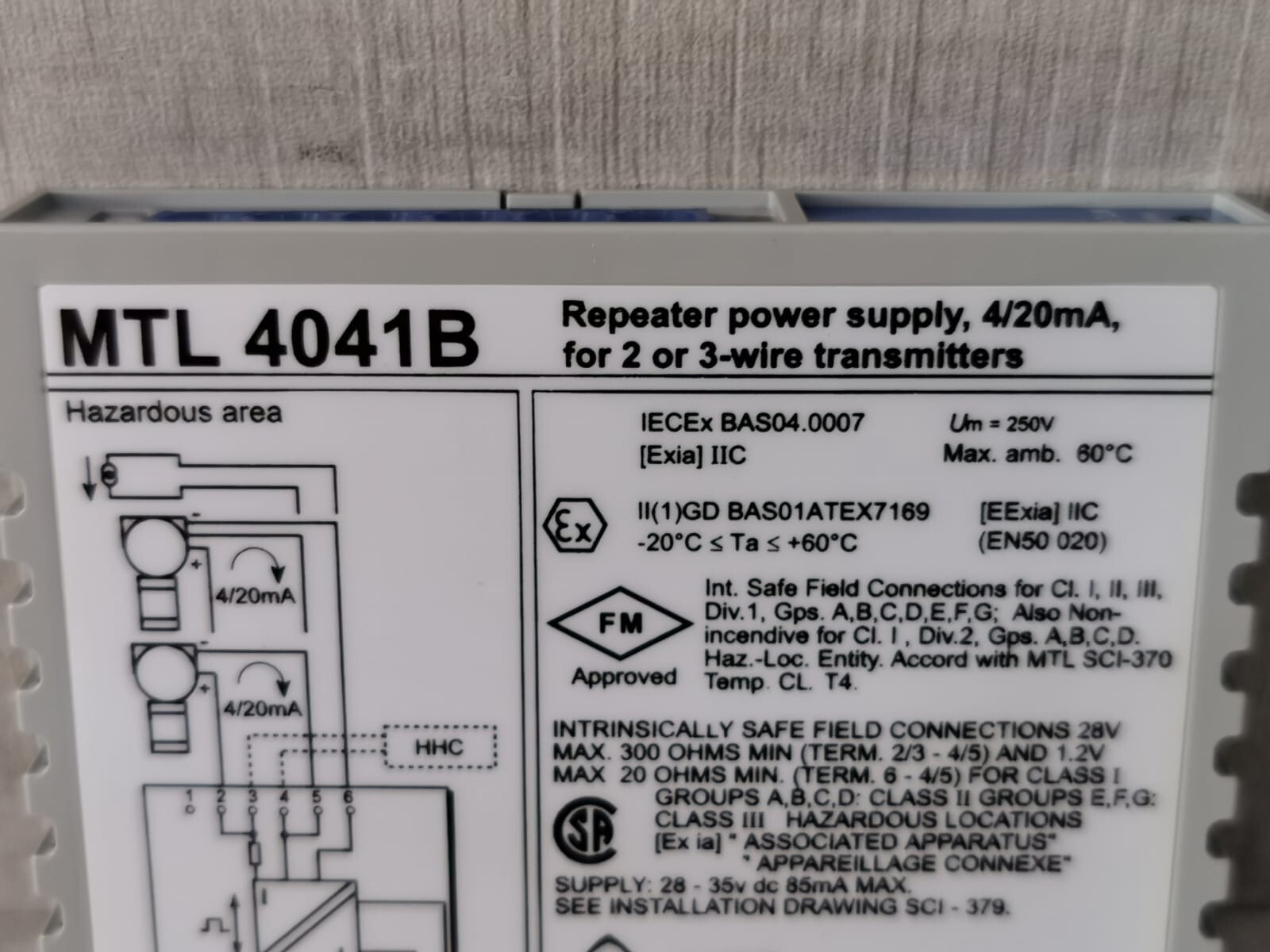 MTL MTL 4041B MTL 4041B REPEATER POWER SUPPLY,4/20mA, FOR 2 OR 3 WIRE TRASMITTERS 3