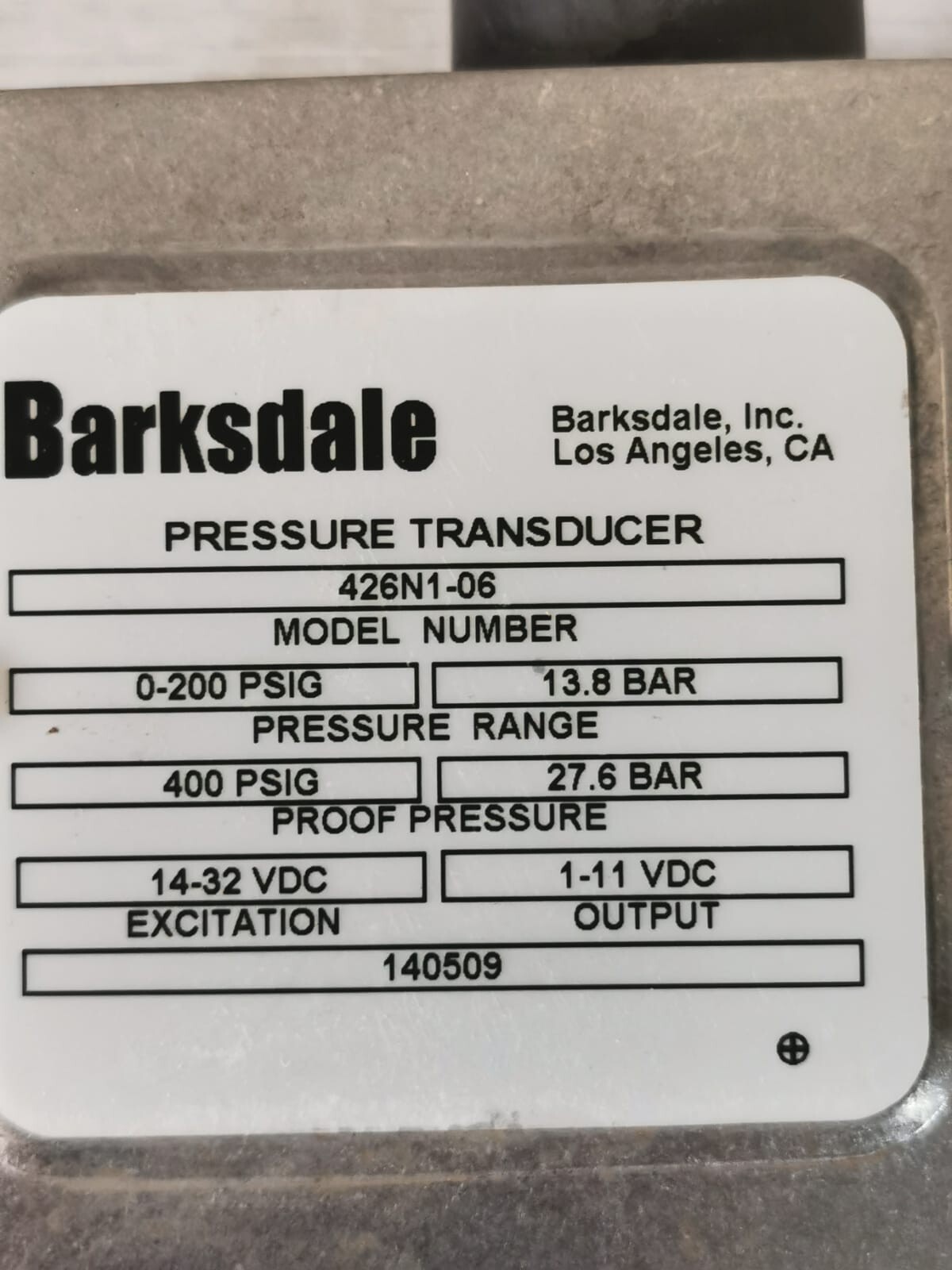 Barksdale 426N1-06 Barksdale 426N1-06 Pressure Transducer 2