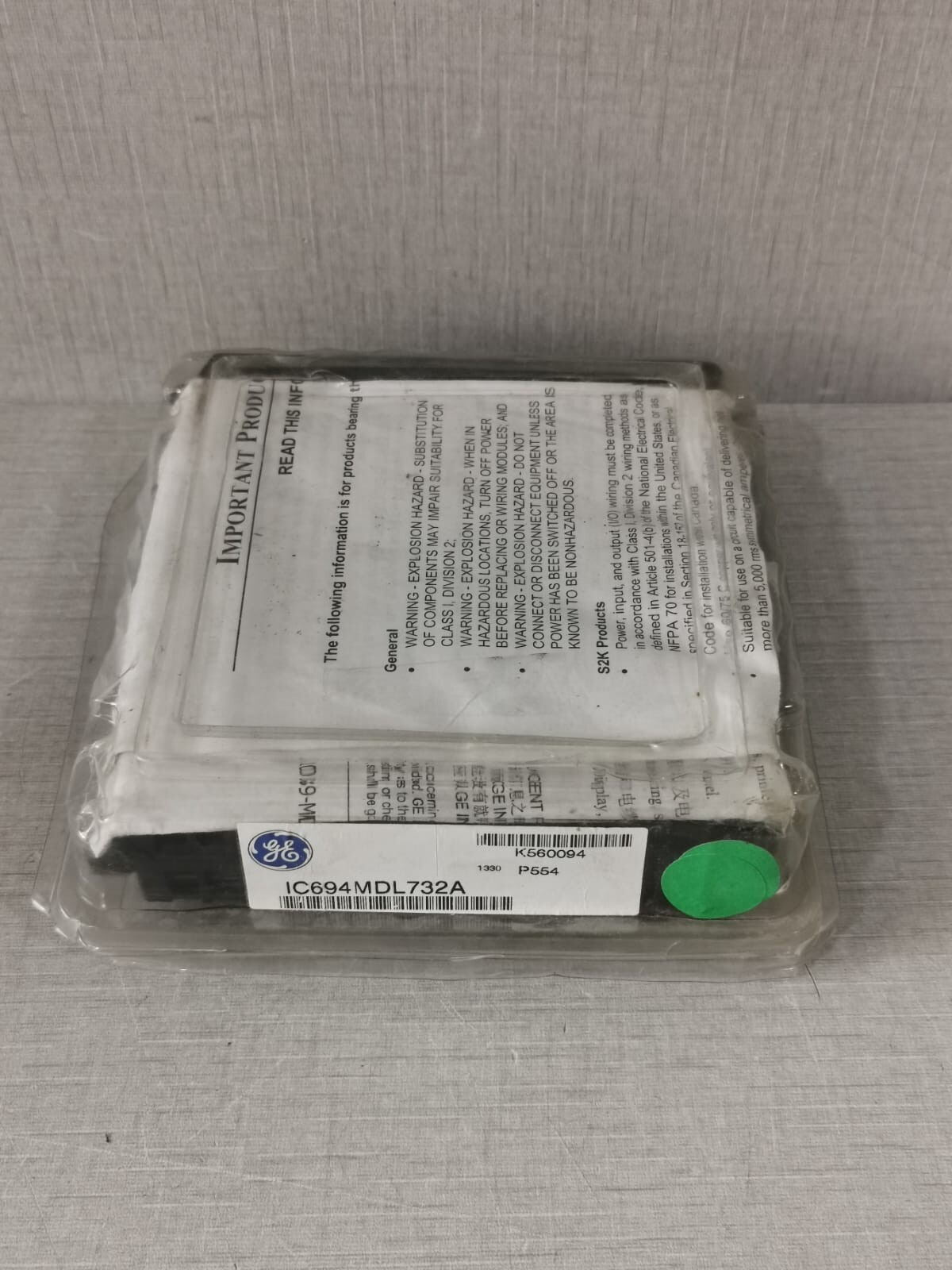 GE Fanuc IC694MDL732A GE FANUC IC694MDL732A OUTPUT 12/24 VDC 0.5 8PT MODULE 8