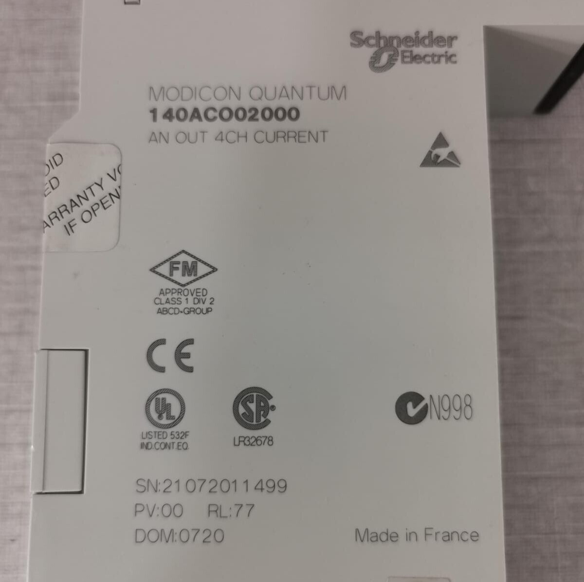 Schneider Electric 140ACO02000 SCHNEIDER ELECTRIC 140ACO02000 MODICON QUANTUM ANALOG OUTPUT 10