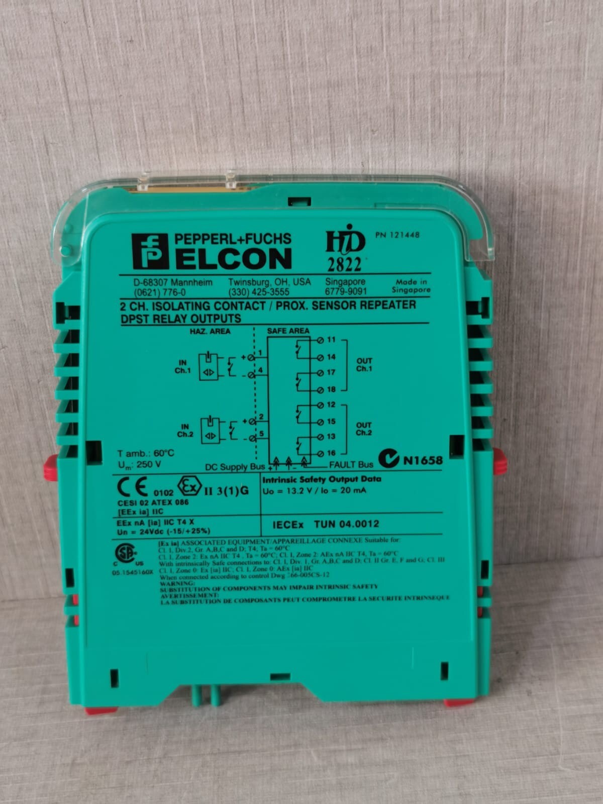 Pepperl+Fuchs HID-2822 PEPPERL+FUCHS ELCON HiD 2822 2 CH. Contact / Proximity Sensor Repeater 121448 6