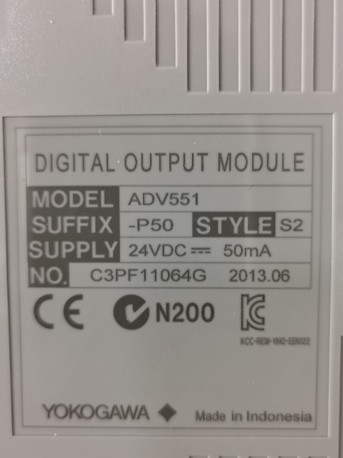Yokogawa ADV551-P50 YOKOGAWA ADV551-P50 STYLE S2 DIGITAL OUTPUT MODULE 5