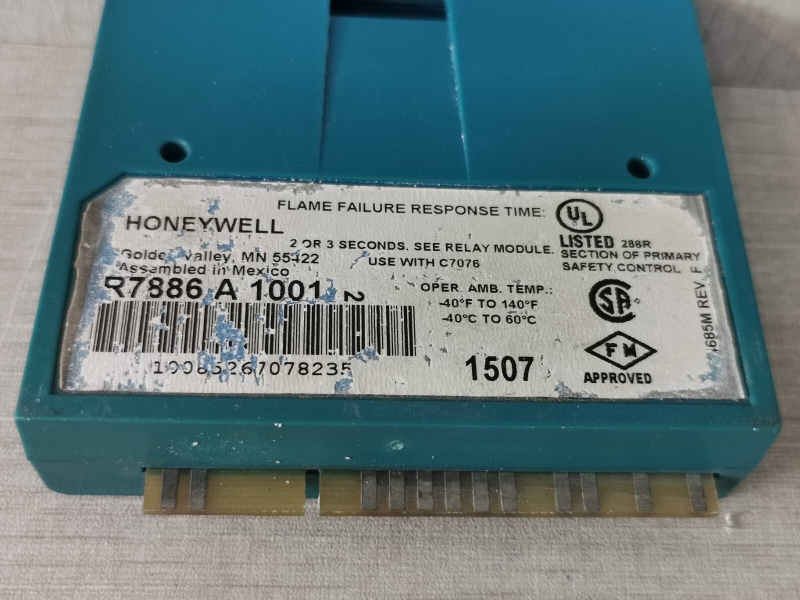 Honeywell R7886A1001 HONEYWELL R7886A1001 FLAME FAILURE RESPONSE TIME ULTRAVIOLET AMPLIFIER 6