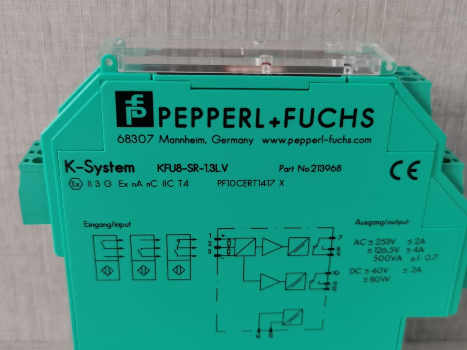 Pepperl+Fuchs KFU8-SR-1.3L.V PEPPERL+FUCHS KFU8-SR-1.3L.V Switch Amplifier Timer Relay P/n: 213968 4