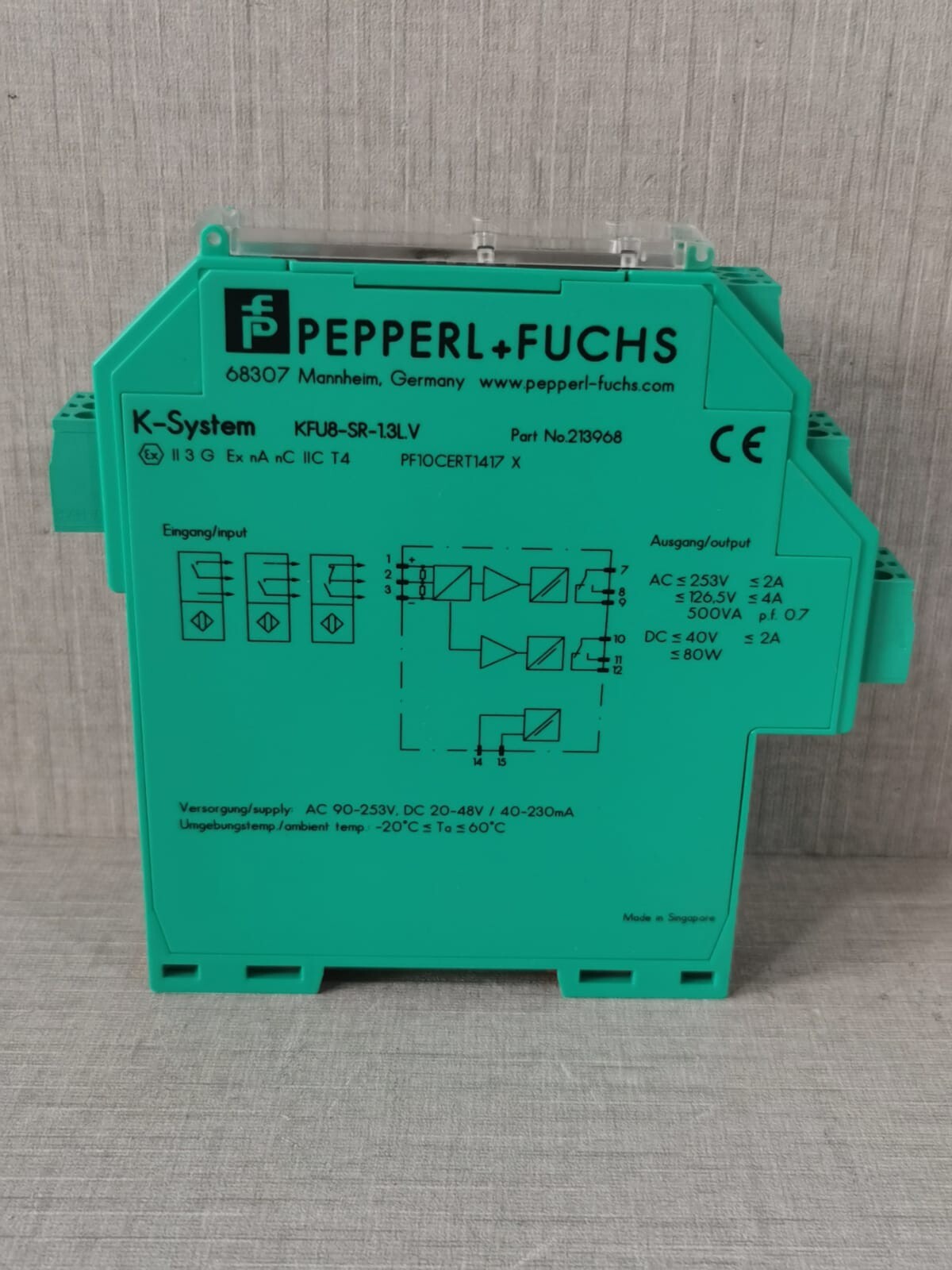 Pepperl+Fuchs KFU8-SR-1.3L.V PEPPERL+FUCHS KFU8-SR-1.3L.V Switch Amplifier Timer Relay P/n: 213968 5